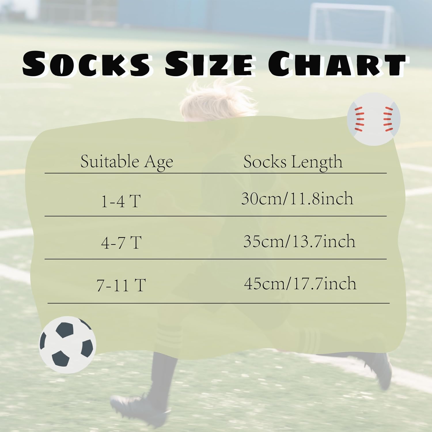 3 Pairs Kids Toddler Baseball Socks Youth Soccer Softball Sock Boys Girls Athletic Tball Knee High Socks 1-11T