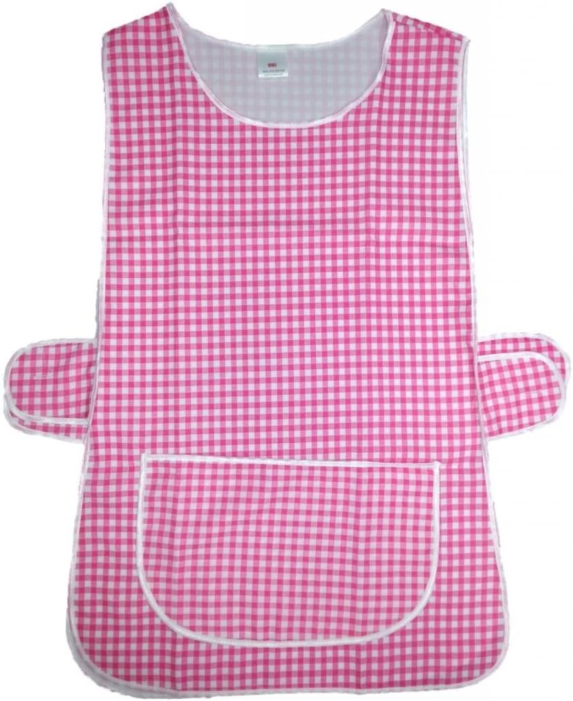 Ladies Checkered Home Work Tabards Aprons - ALL SIZES - COLOUR VARIATIONS - UK MADE (20-22 XOS X-LARGE, PINK)