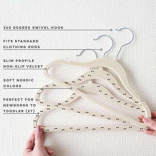 Miniatura 10 de 3 Sprouts Perchas de terciopelo para bebé, perchas antideslizantes para bebés, ropa de bebé, perchas para armario con diseño delgado, colores