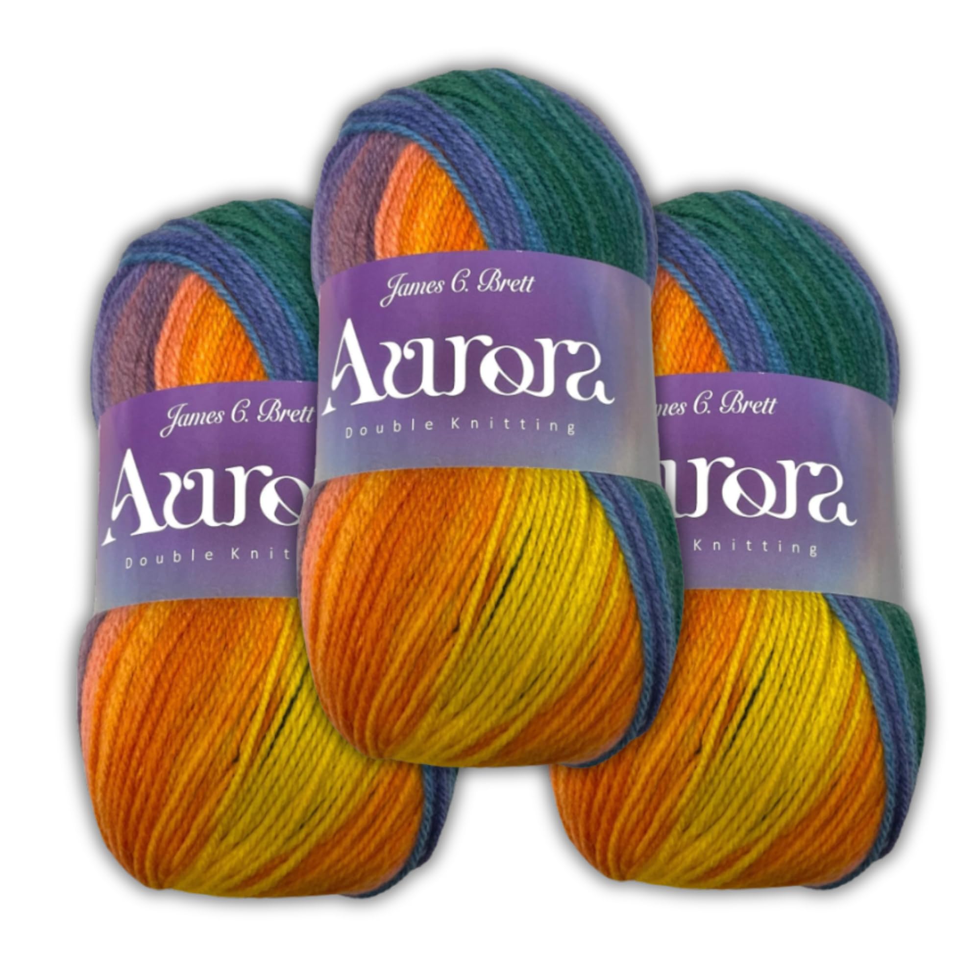 Aurora DK 3 x 100g - James C Brett - Multicoloured Ombre Effect Wool Yarn for Knitting and Crochet Double Knit (AU 01)