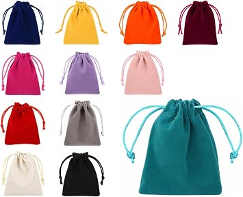 coiyie Velvet Dice Pouch Small Drawstring Dice Bags 12 Pack Soft Velvet Pouches 4x3 Inch for RPG Dice Jewelry Coins Tokens