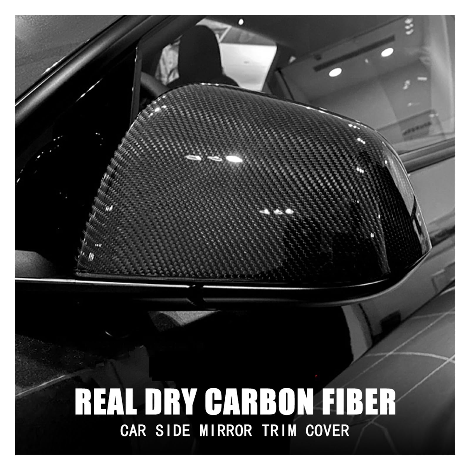 espejo retrovisor Para Tesla Para Model 3 Y Cubierta de espejo retrovisor coche Espejo fibra carbono Para mate brillante(For model Y-01)