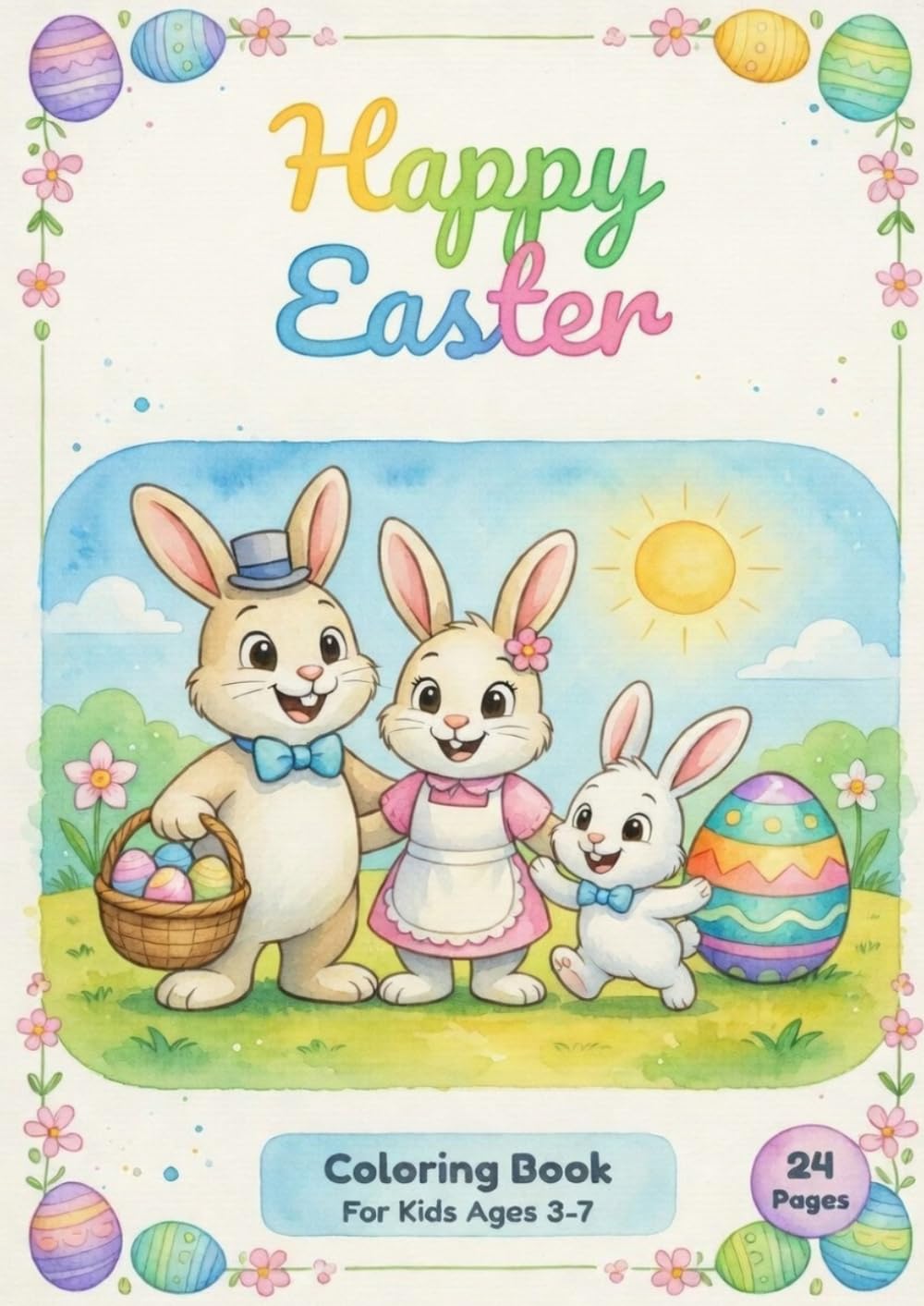 Happy Easter: Cute Easter Bunny Coloring Book for Kids Ages 3–7