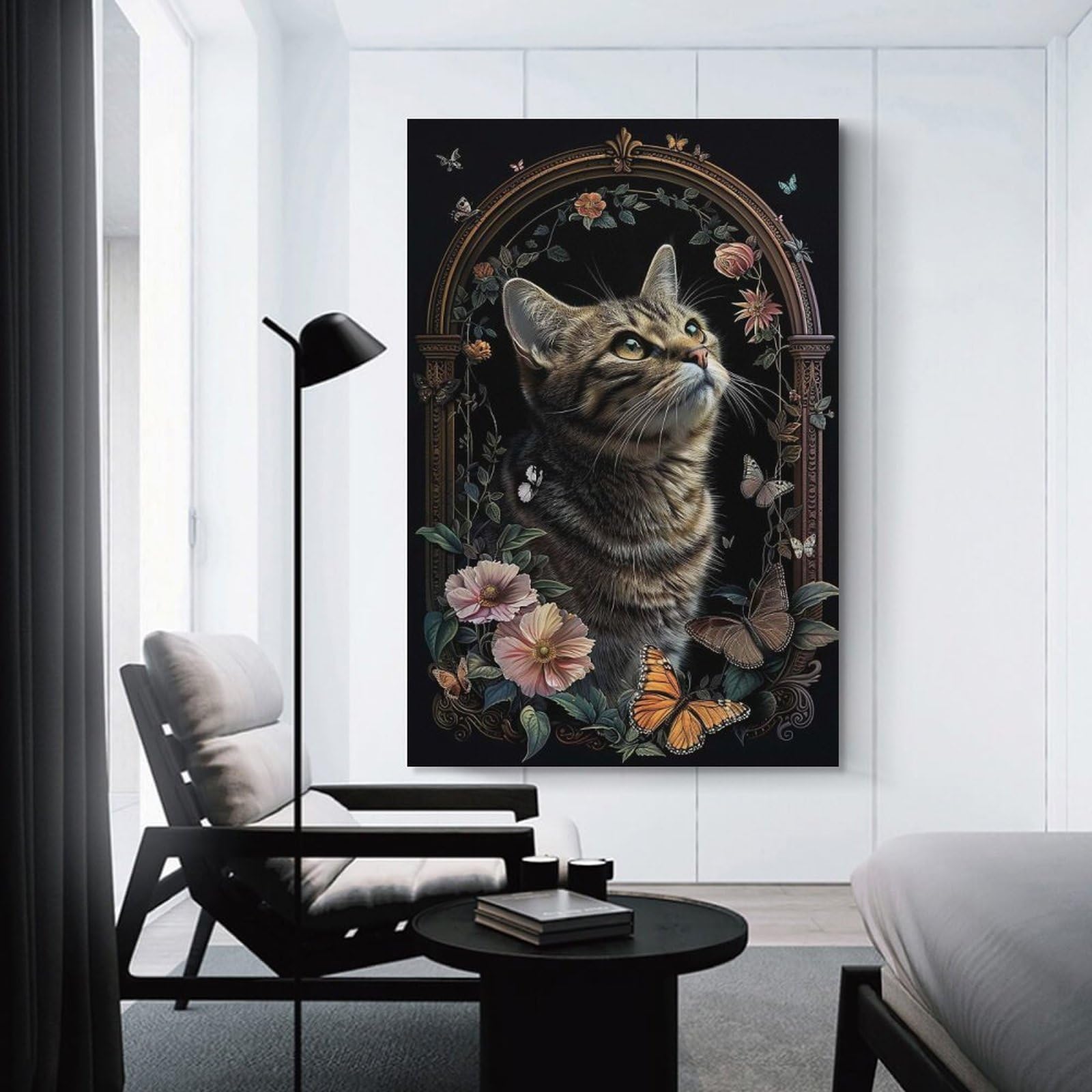 Junmoney American Shorthair Canvas Wall Picture 20x30inch(50x75cm), for Living Spaces, Bedrooms Or Relaxed Rooms, Modern Wall Decor for Cosy Interiors