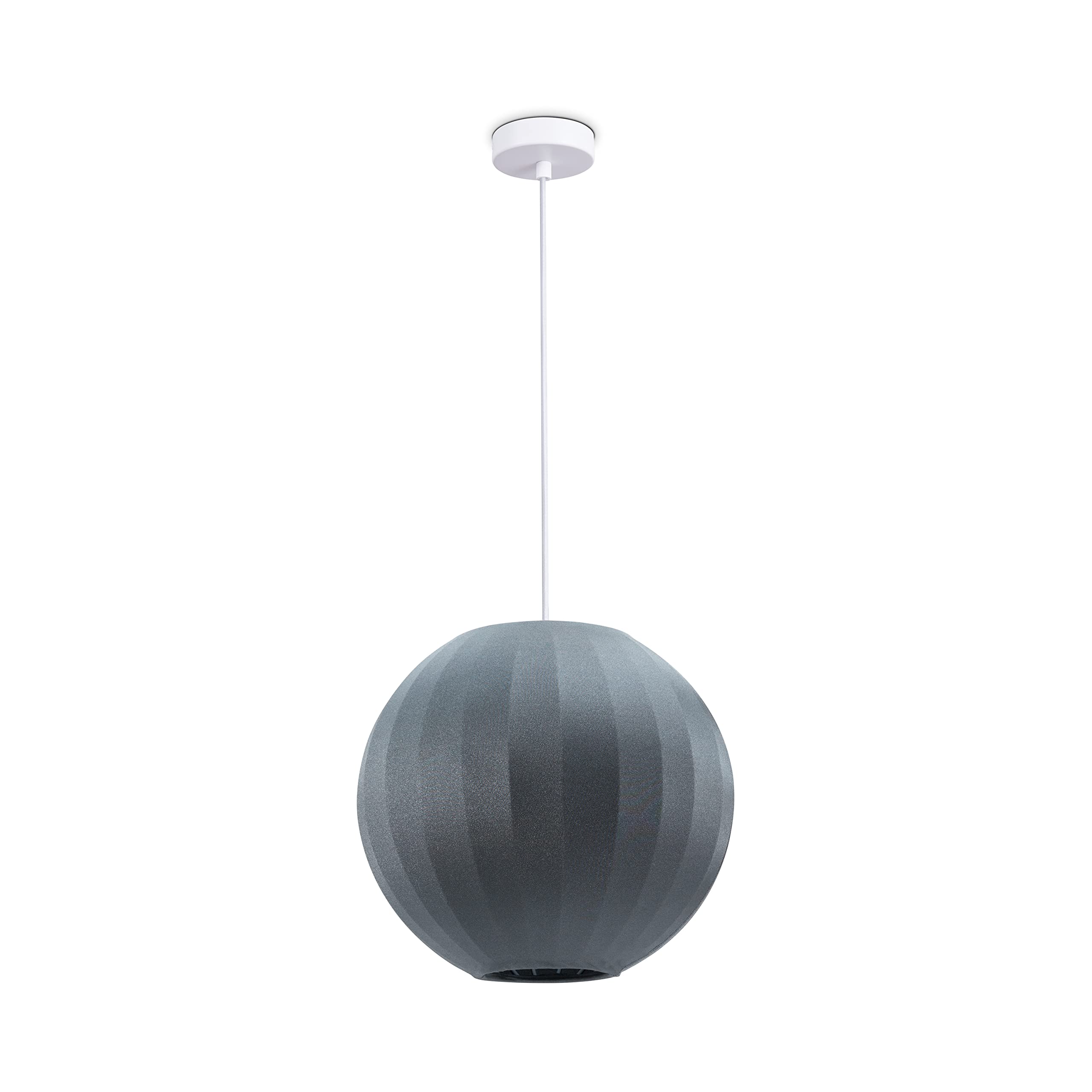 Paco Home Hängelampe Pendellampe Pendelleuchte Wohnzimmer Schlafzimmer Esszimmer Modern Lampenschirm Nylon Uni E27, Lampenart:Pendelleuchte - Typ 3, Farbe:Grau
