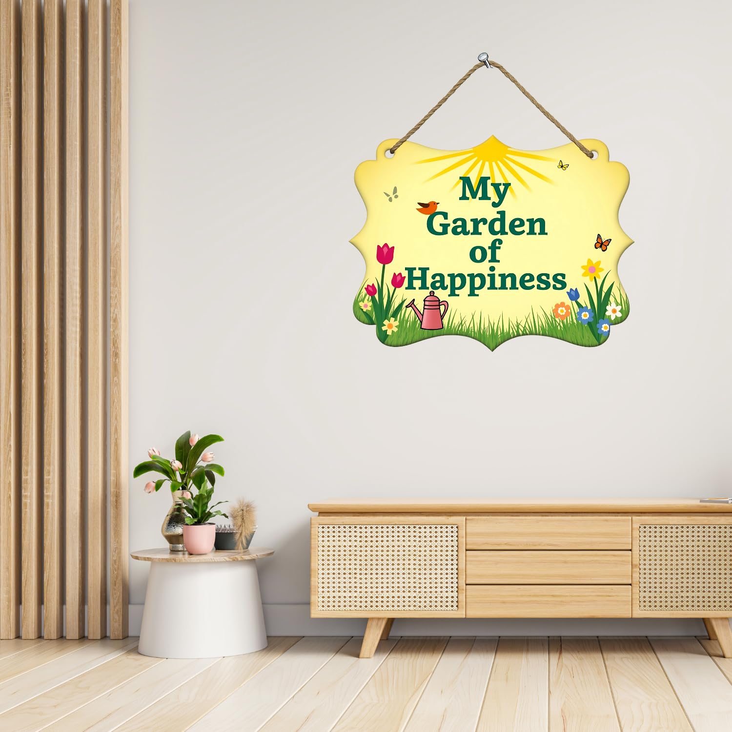 GiftOday My Garden of Happiness Wooden Wall Hanging, 18 X 25 CM 1