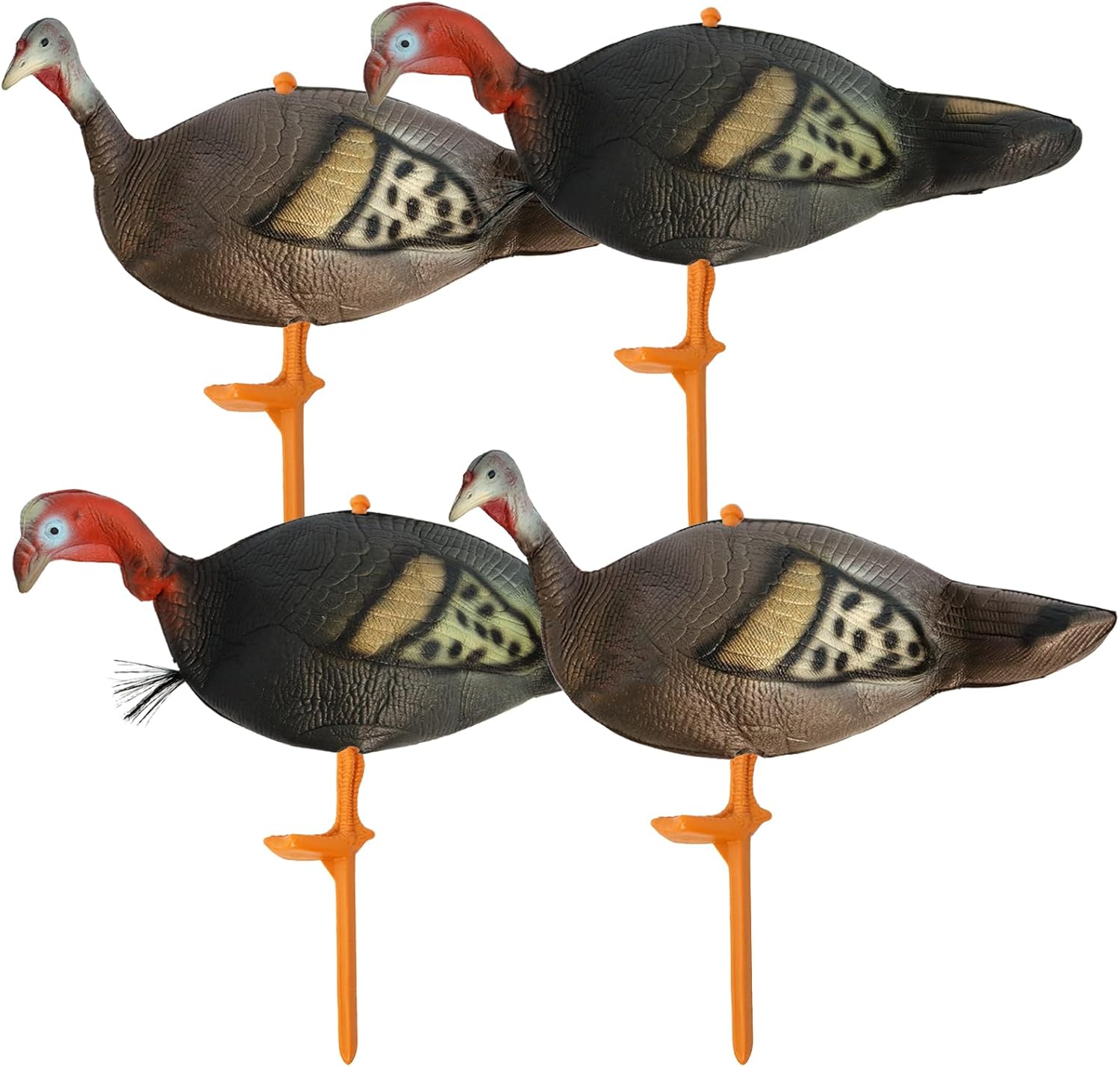 Turkey Decoy for Hunting 4 Pack, Collapsible Lightweight Hunting Decoy with Stakes, Jake & Hen, Soft EVA Material