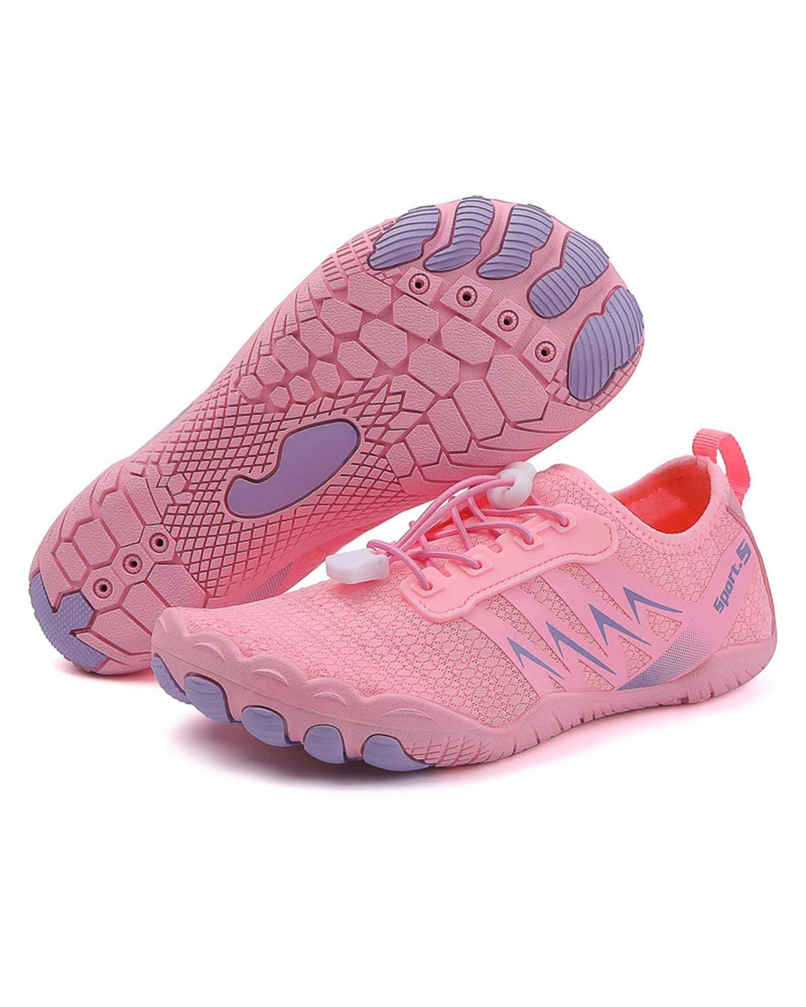Footrue Pace Runner Men's Minimalist Barefoot Shoes Athletic Water Shoes Wide Toe Box Zero Drop Sneakers, Pink, 6.5
