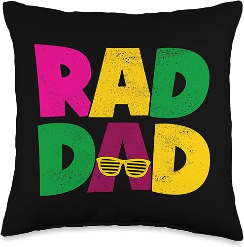Rad Dad Funny Cool 1980's 80's Retro Style Dads Father's Day Throw Pillow