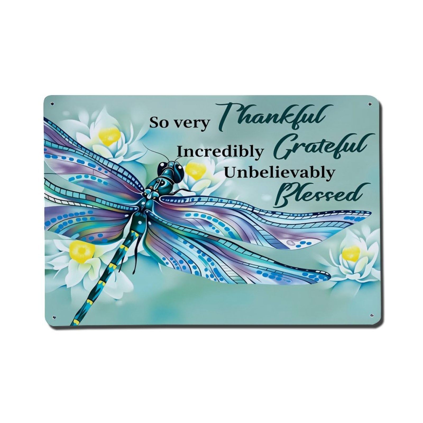 Dragonfly Flower Watercolor Art Design Vintage Tin Sign Retro Metal Wall Decor Metal Poster, Home Bar Garage Farmhouse Cafe Wall Art Decoration 8x12Inches