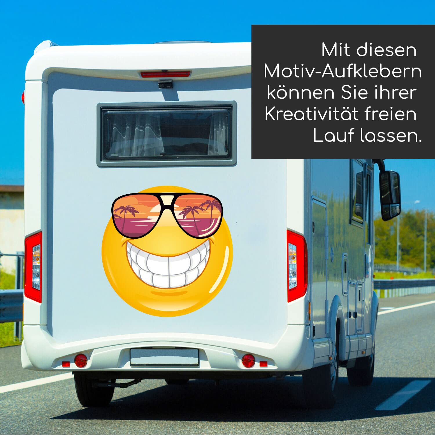 younikat Smile Sticker Zonnebril 15 cm UV Gelamineerd - Kfz749 | Weerbestendige zelfklevende decoratie voor auto, motor en camper met zomers motief younikat Smile Sticker Zonnebril 15 cm UV Gelamineerd - Kfz749 | Weerbestendige zelfklevende decoratie voor auto, motor en camper met zomers motief