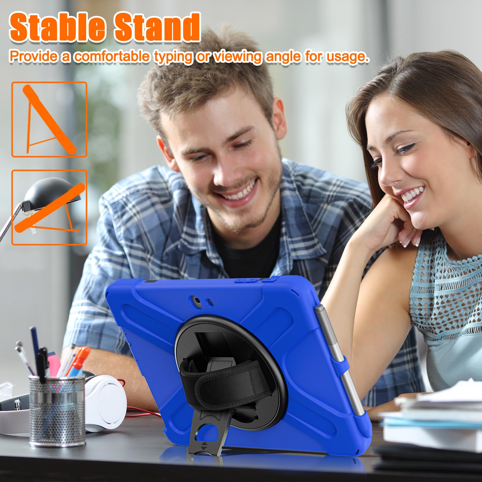 Cover Custodia Protettiva Per Surface Go 4 10.5 Pollici 2023 & Surface Go 3 10.5 Pollici 2021 Resistente Agli Urti Con Cavalletto Rotante A 360 Gradi, Cinturino A Mano E Porta Penna - 4