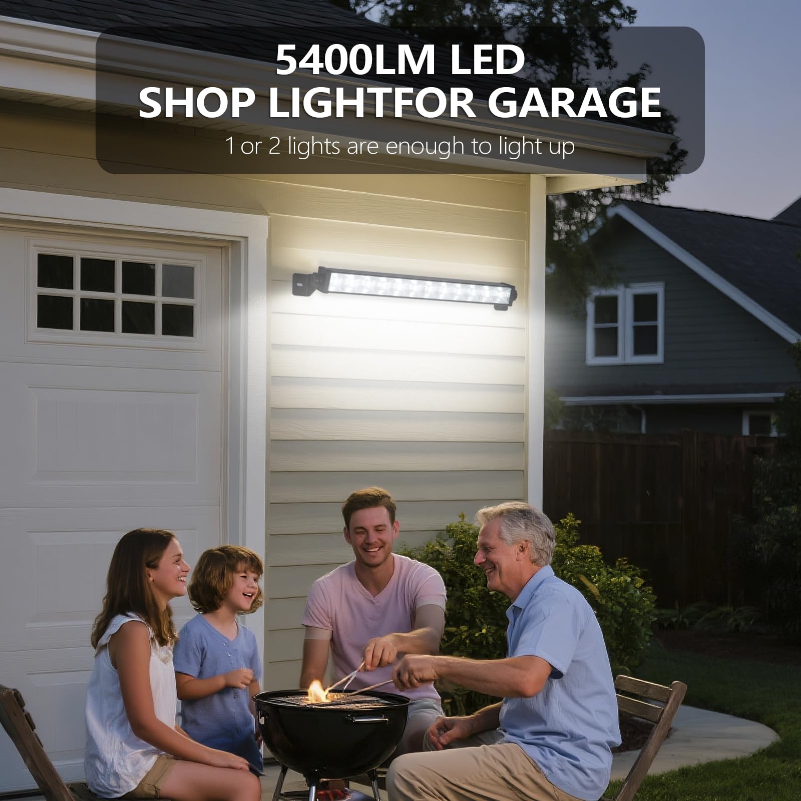 1 Pack 24W LED Shop Lights with Remote 5400 lm 6000 K Daylight 6 5 ft Plug-in Cord — view 2