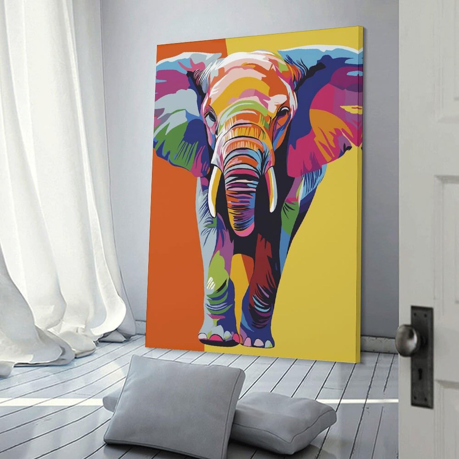 Junmoney Frame-Style-18 Decorative Wall Artwork Elephant Art, 08X12inch(20X30cm), For Contemporary Homes, Apartments Or Offices, An Easy Choice For New Home Styling