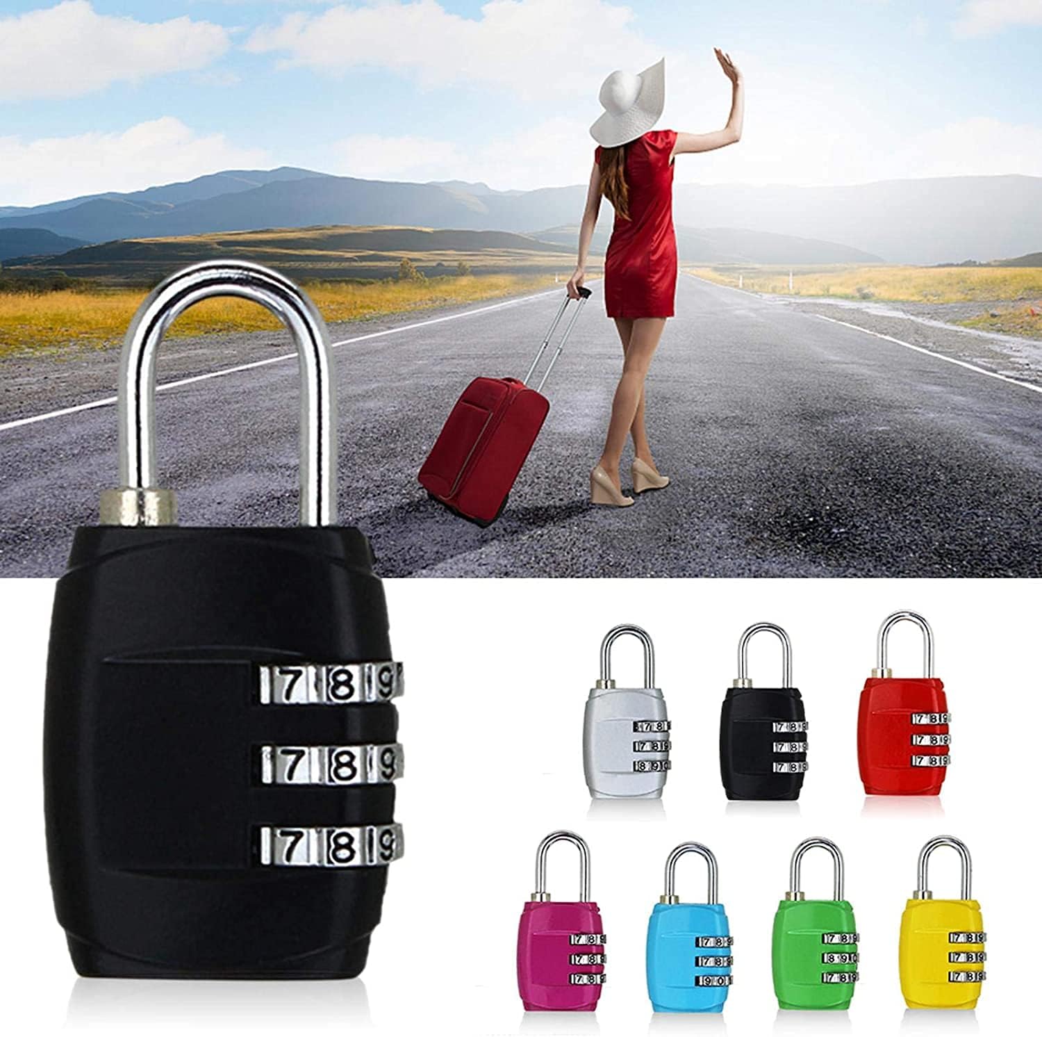 luggage locks,padlock, Password Combination Locker 3 Digit Coded School Locker for Gym Locker, School, Garage Combination Padlocks, Blue