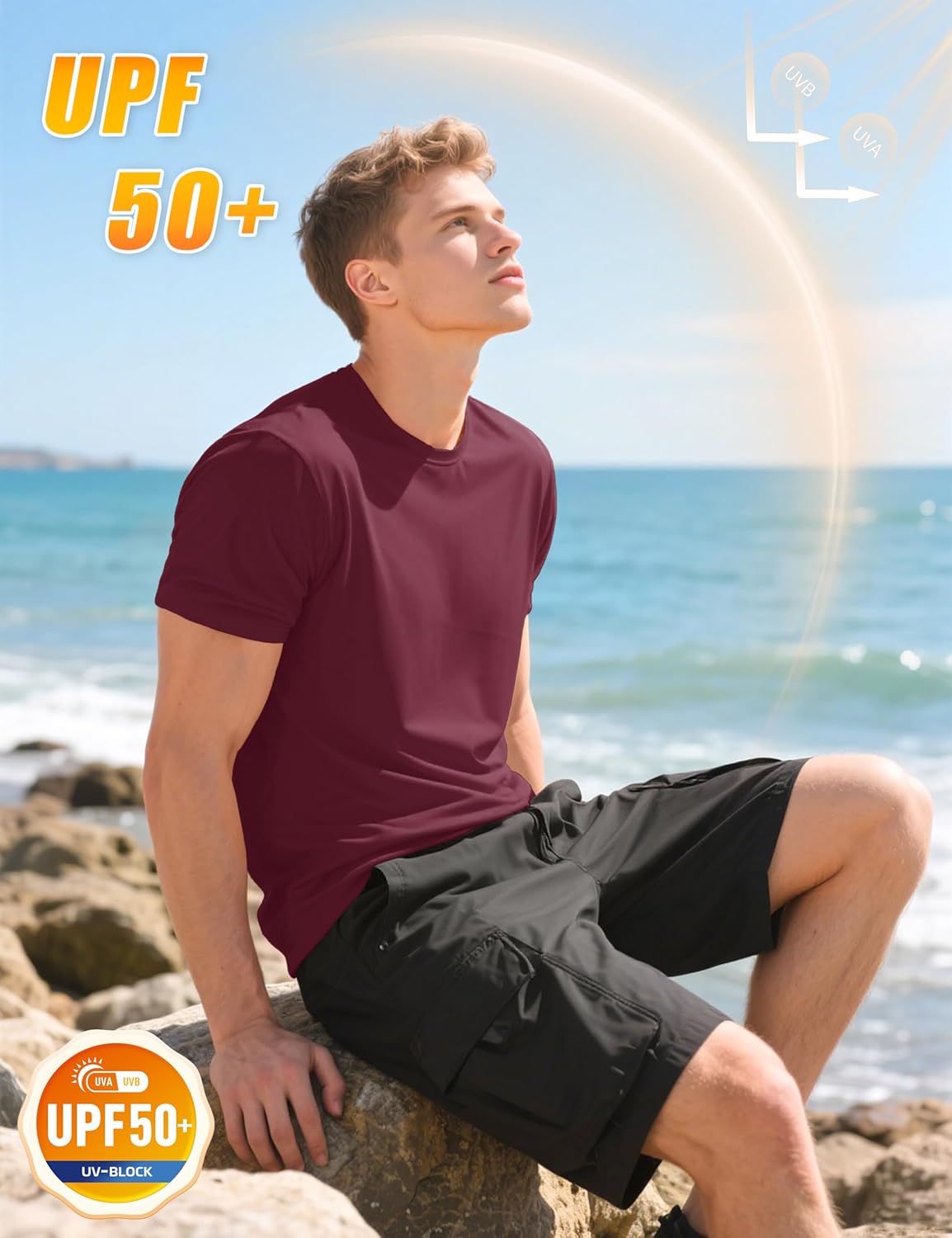 KEFITEVD Men's Short Sleeve UPF 50+ Sun Protection Shirts Quick Dry Rashguard Swim Shirt SPF Workout Fishing Athletic T-Shirt - Image 4