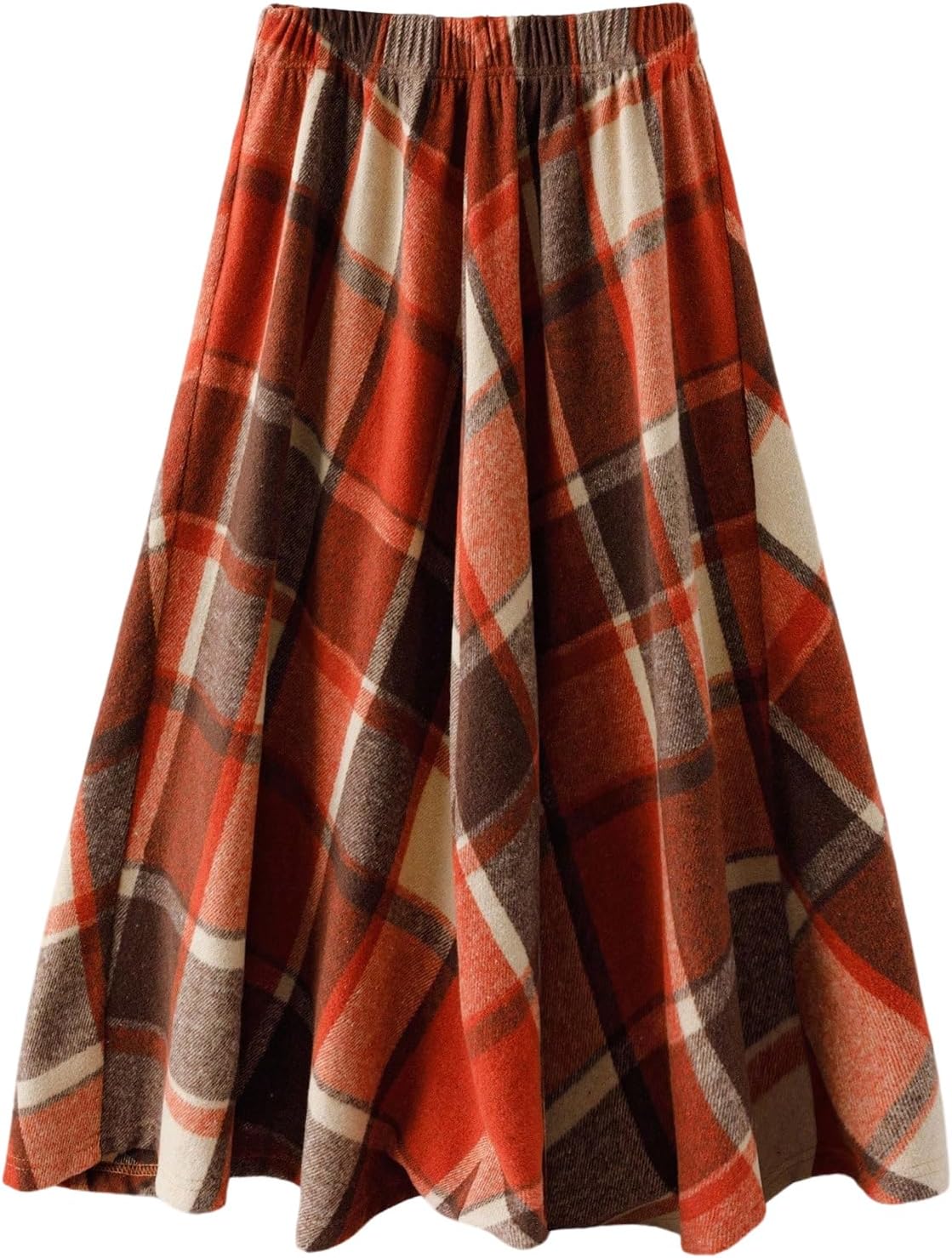GORGLITTER Women's Plus Size Plaid Long Maxi Skirts Fall Dressy Trendy Flannel High Waisted Casual Winter Flowy Skirts