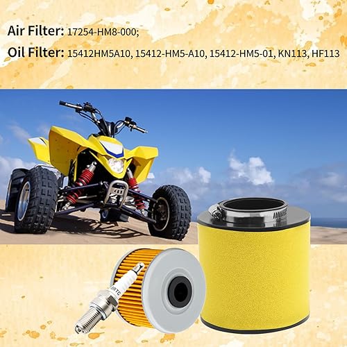 Miniatura 7 de TIANYAN 17254-HM8-000 Filtro de aire 15412-HM5-A10 Filtro de aceite con kits de bujías compatibles con Honda ATV Recon 250 TRX250TE TRX250TM TRX250X