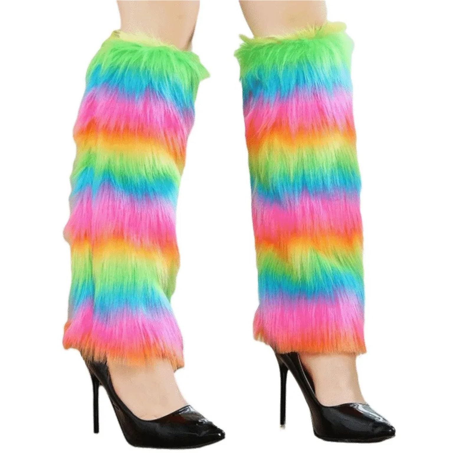 Faux Fur Fuzzy Leg Warmers 2Pair Soft Fluffy Faux Fur Leg Warmers Colorful Thick Knee High Boots Cover