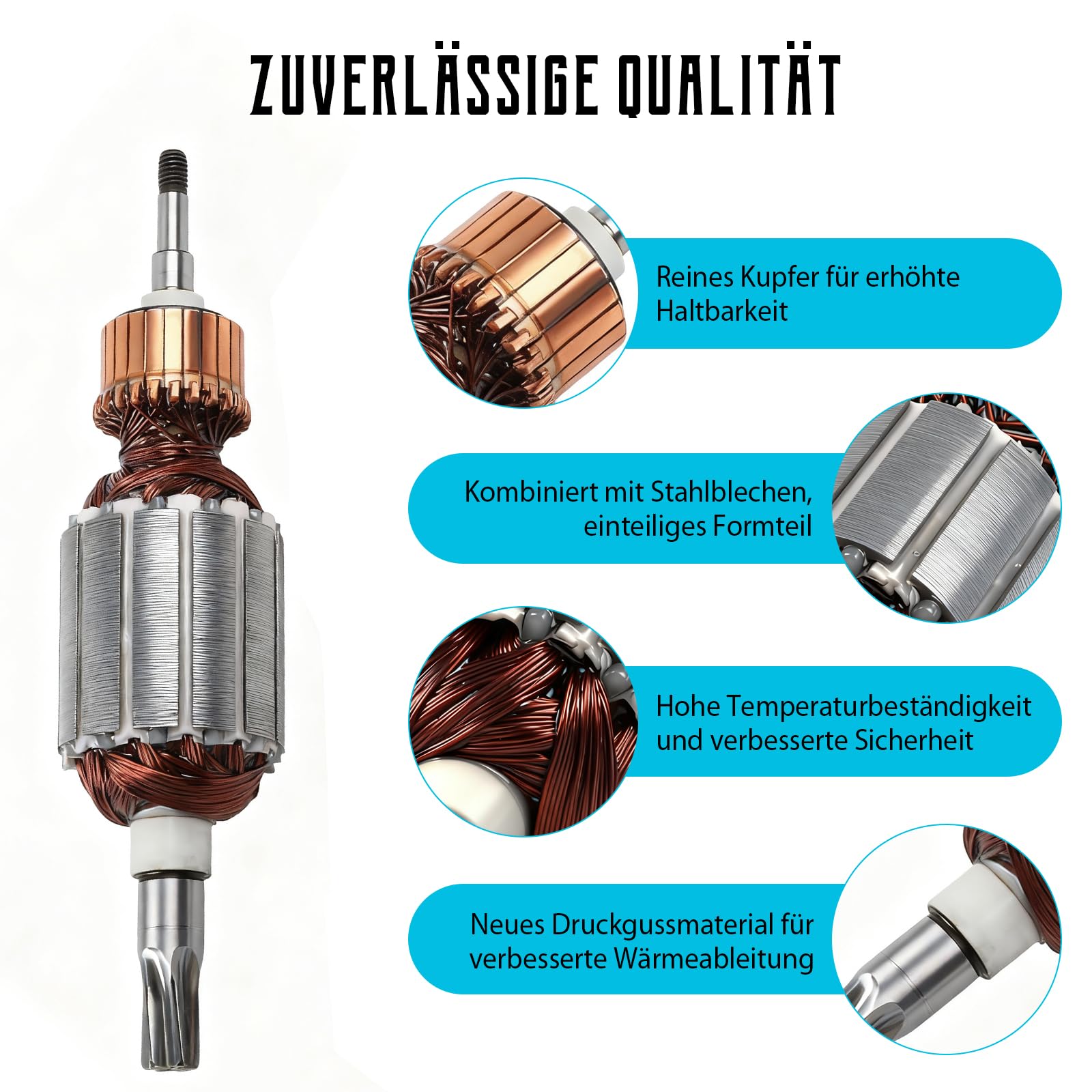 Rotor Stator Set,für Rotoranke und Kohlebürstenlager Ersatzsat,Ersatzteile Elektrowerkzeug,kompatibel mit Makita,für HR4001C HR4010C 513633-7 625758-6