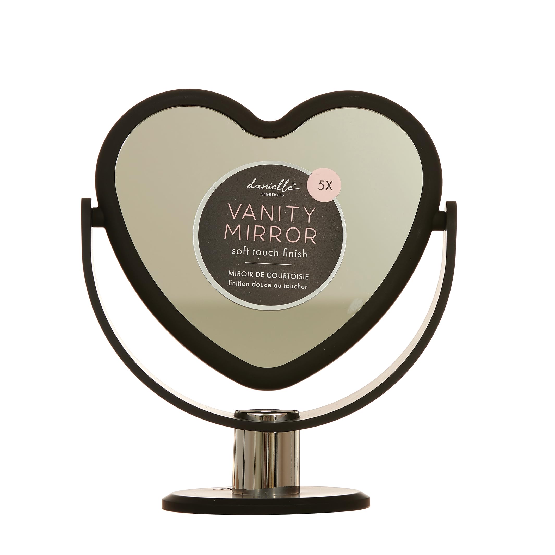 Upper Canada Black Blush Heart Vanity 5x Magnifying Mirror Danielle Creations, DC9445BKHRT