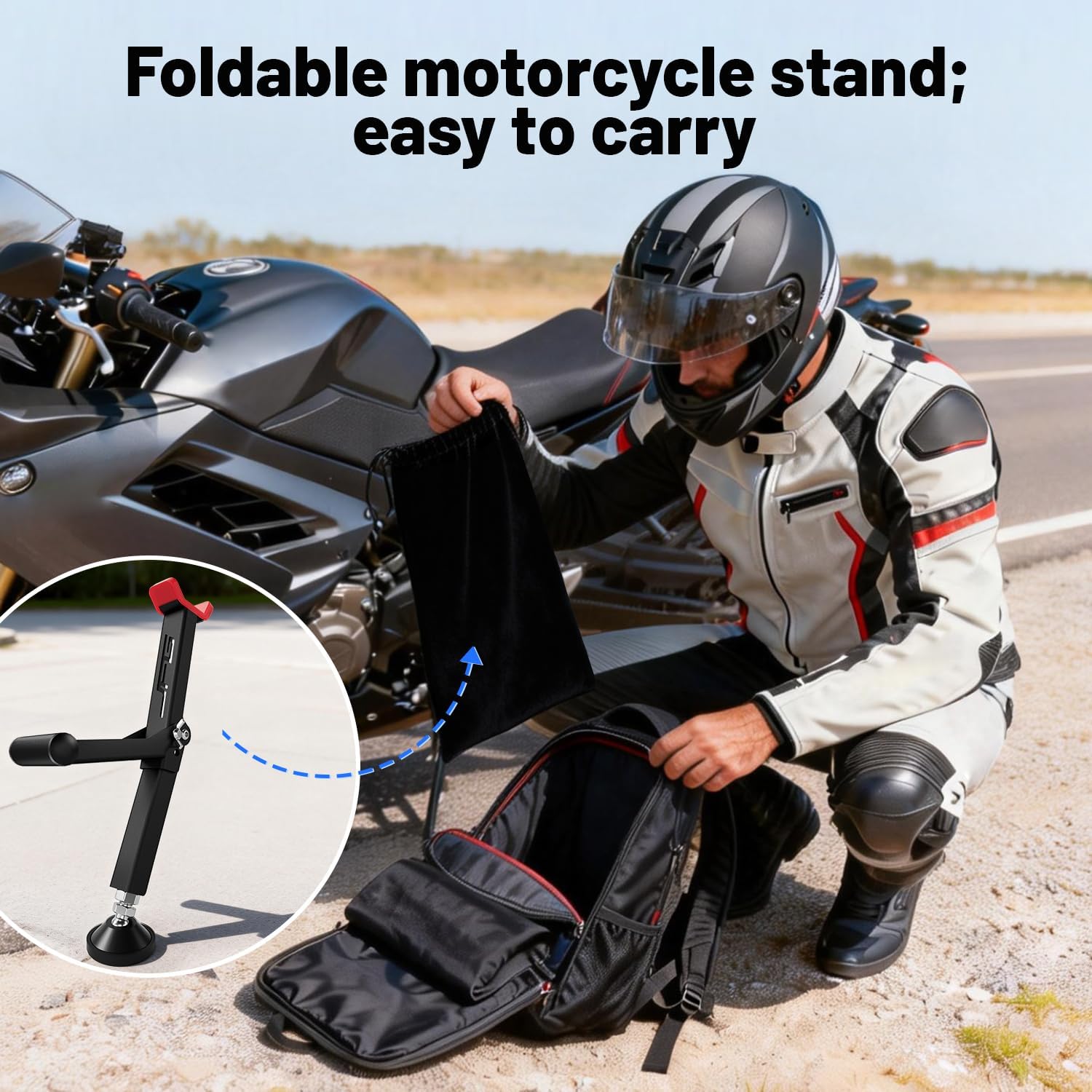 Motorcycle Rear and Front Wheel Lift Stand Trail Stand Easy And Portable-Second Generation New Design for Most Motorcycle Wheels