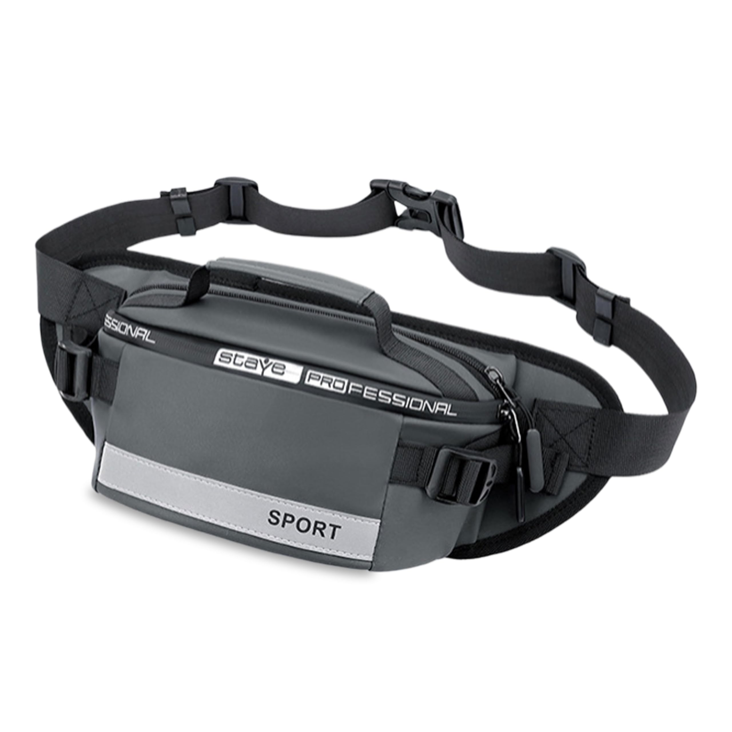 Cross-Body Waist Bag - Waterproof Waist Bag, Multi-Functional Running Waist Belt for Travel and Hiking, Men's Waist Pouch, Ideal for Outdoor Adventures and Everyday Use | (Grey)-image-42