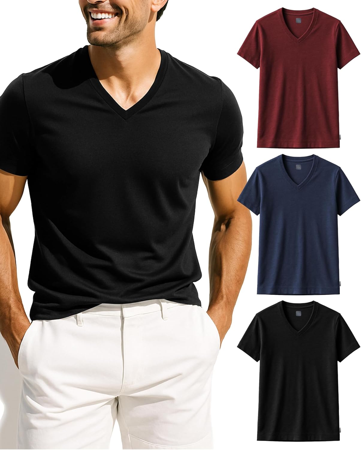 Andrew Scott Executive Soft V Neck Color T Shirts |Premium Fabric Modern Fit Sport Tops | Multi Colors & Packs
