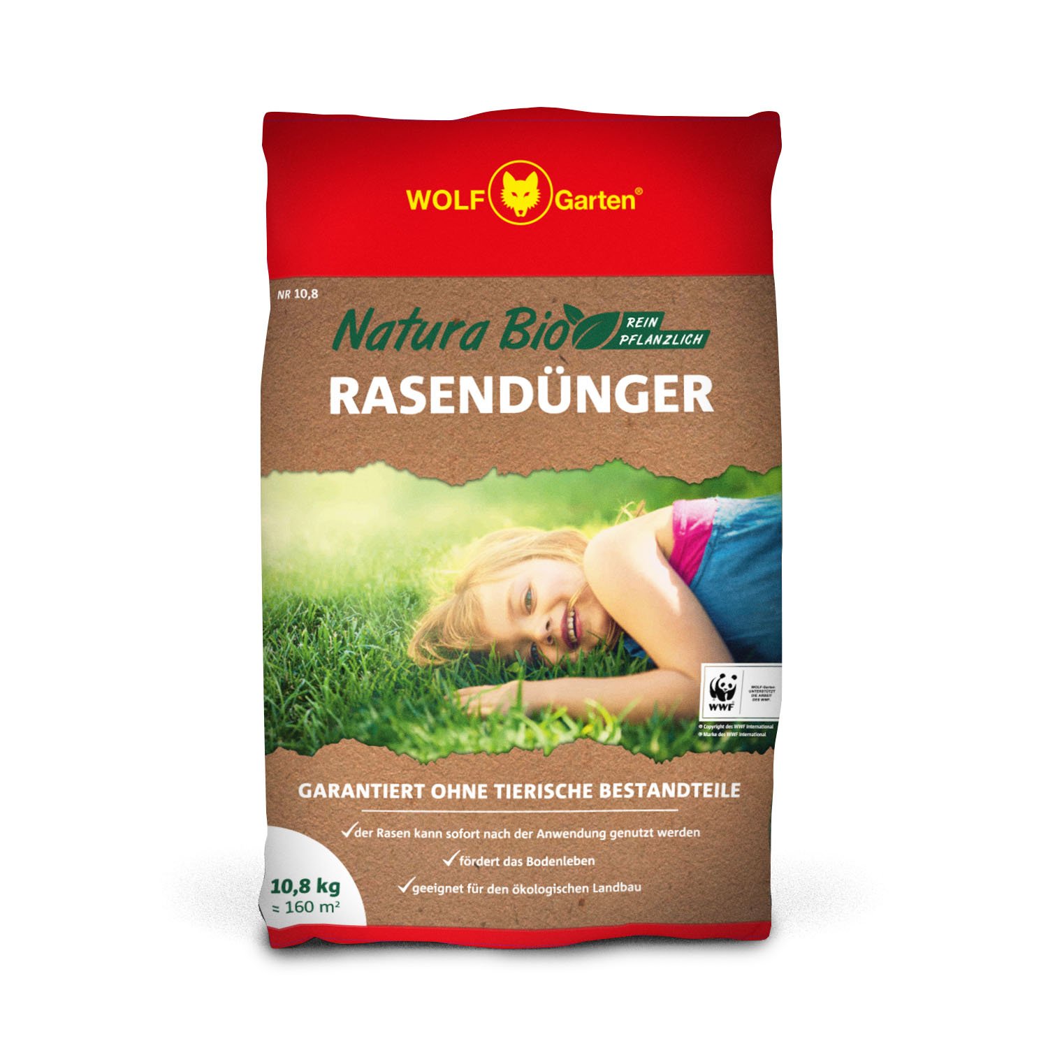 WOLF Garten - Natura Bio - Rasendünger - NR 10,8 für 160 m², braun, 80 x 60 x 111 cm, 3734746