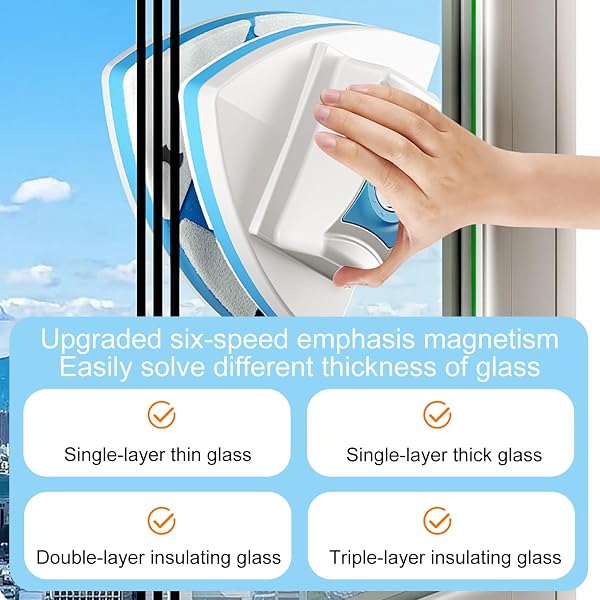 AQSQWQ Nettoyeur Vitres Magnétique Ajustable 3‑30 mm, Outil de Nettoyage Vitre Réglage, Lava Vitre Aimanté Double Vitrage, pour Fenêtres d’Épaisseur 3-30mm - 5