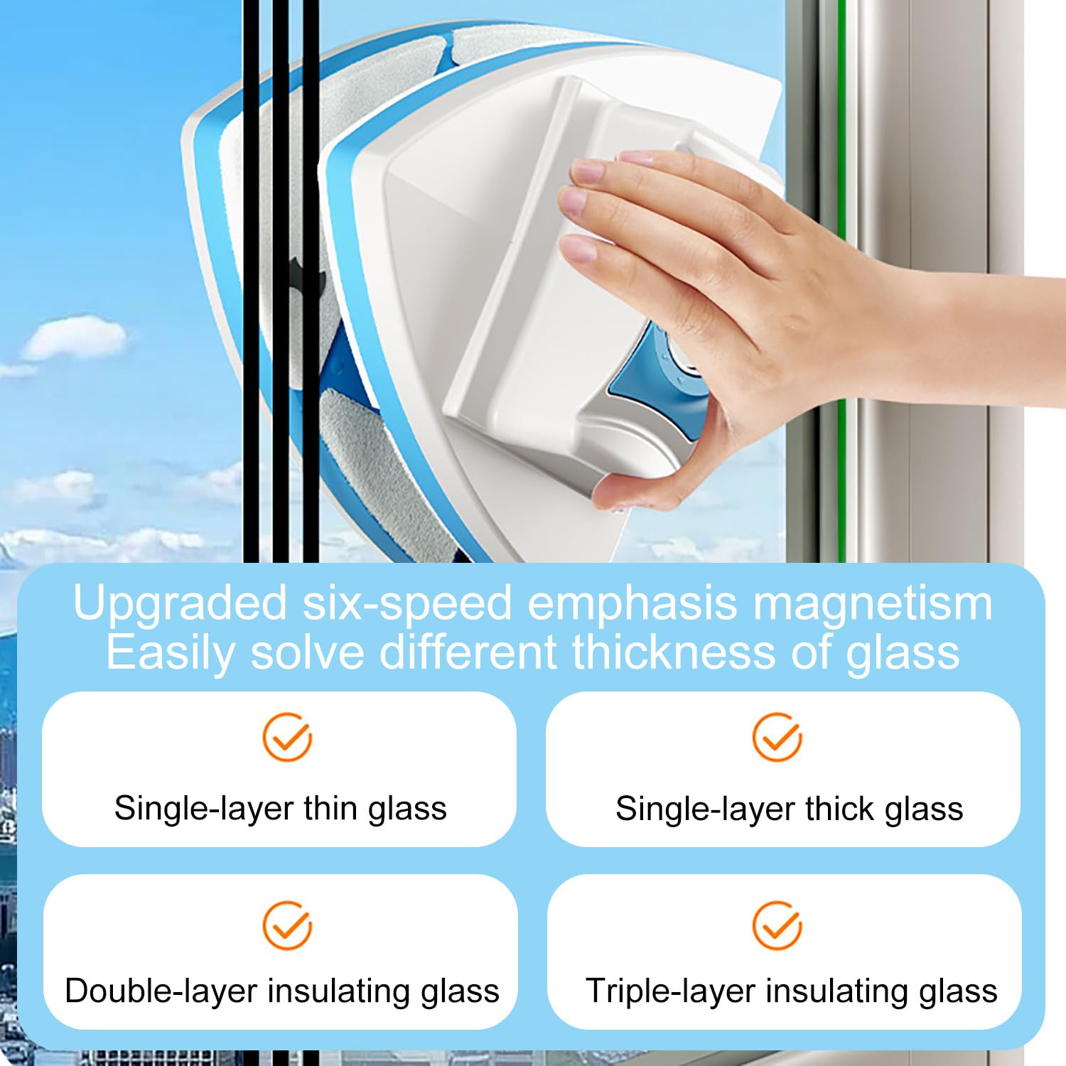Limpia Cristales Magnético, Limpiacristales Magnético para Ventanas 3-30 mm, Limpiador de Ventana, Herramientas de Superficies de Vidrio, Limpiador Cristales Magnético