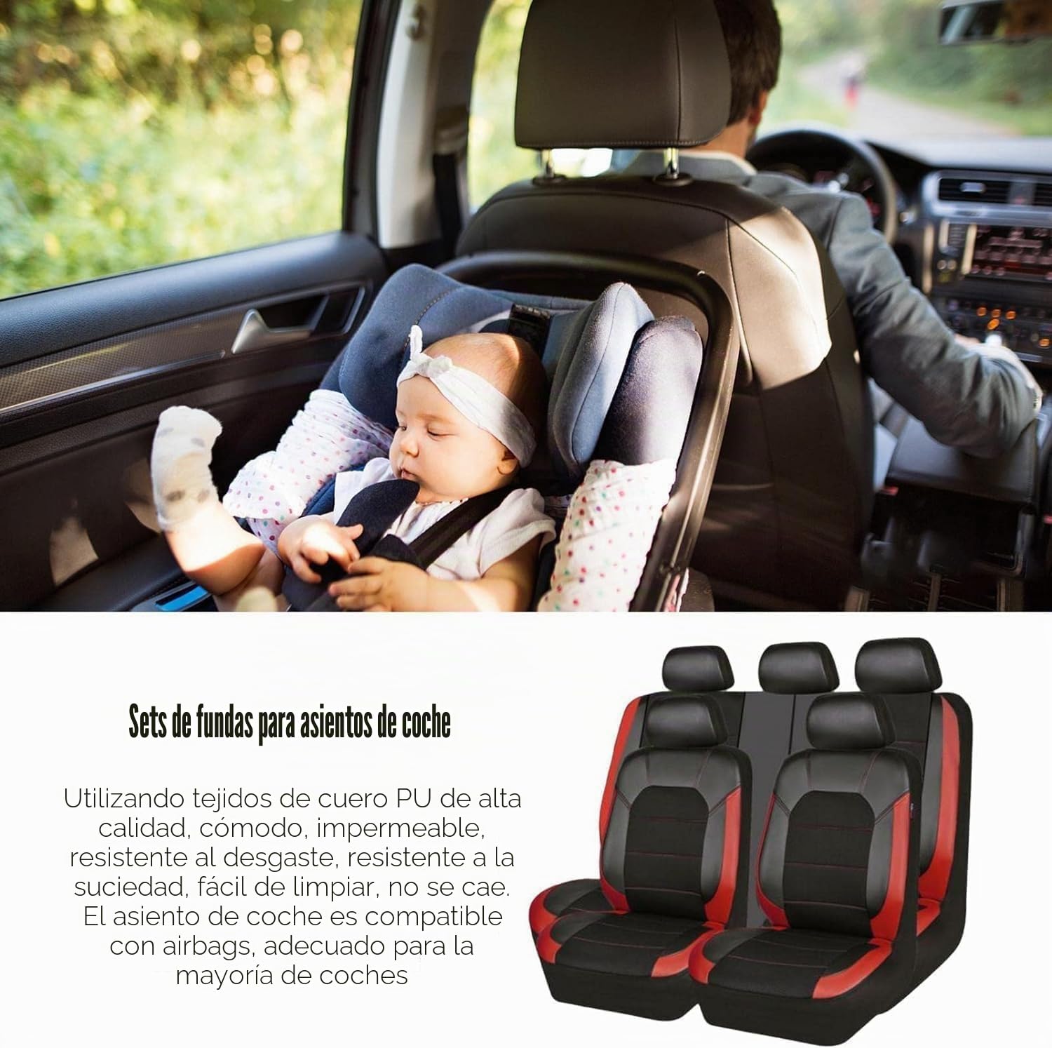 Fundas de asiento para Peugeot 2008 Gt Line Gt-Line Suv, juego universal de cinco piezas, rojo