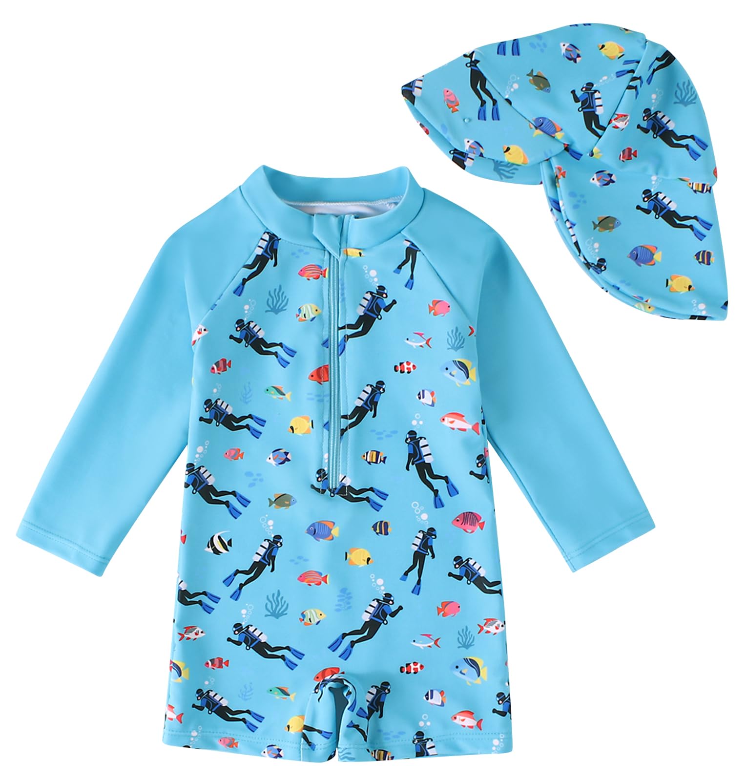 Happy Cherry Trajes de baño de una pieza para niños pequeños una pieza Rash Guard traje de baño de manga corta cremallera bebé verano playa trajes de baño 0-3 años
