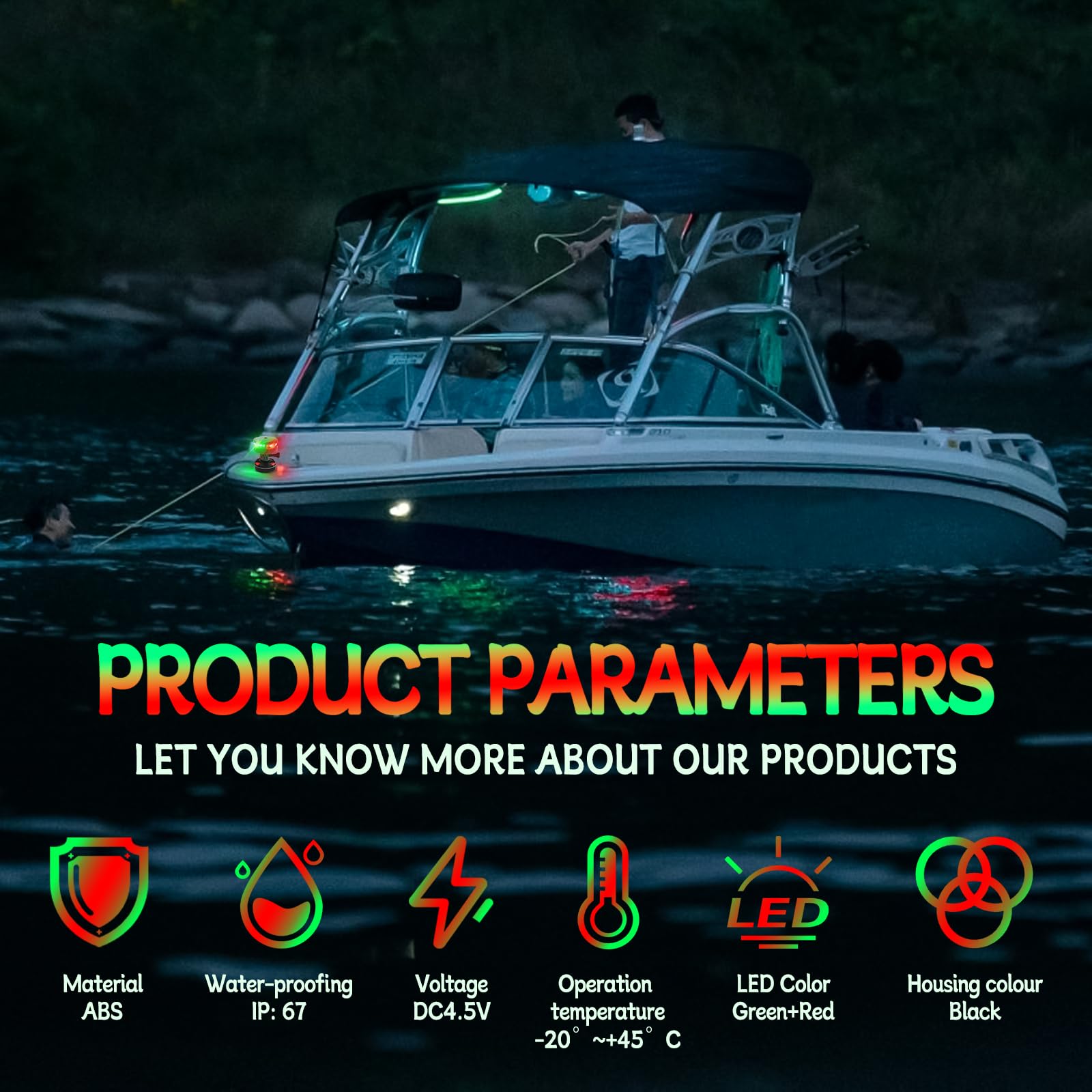 Boots-Navigationsleuchten, LED-Navigations-Buglicht Rot und Grün Marine-Navigationsleuchten Heckleuchten, IP67 Wasserdicht