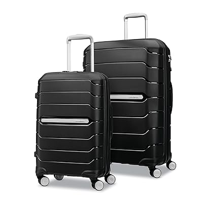 Samsonite Freeform 2-Piece Luggage Set - Carry-On & Large Checked Luggage with Dual Spinner Wheels - Durable Polypropylene Hardshell - TSA Lock, Airline-Approved - Expandable Hard Shell – Black