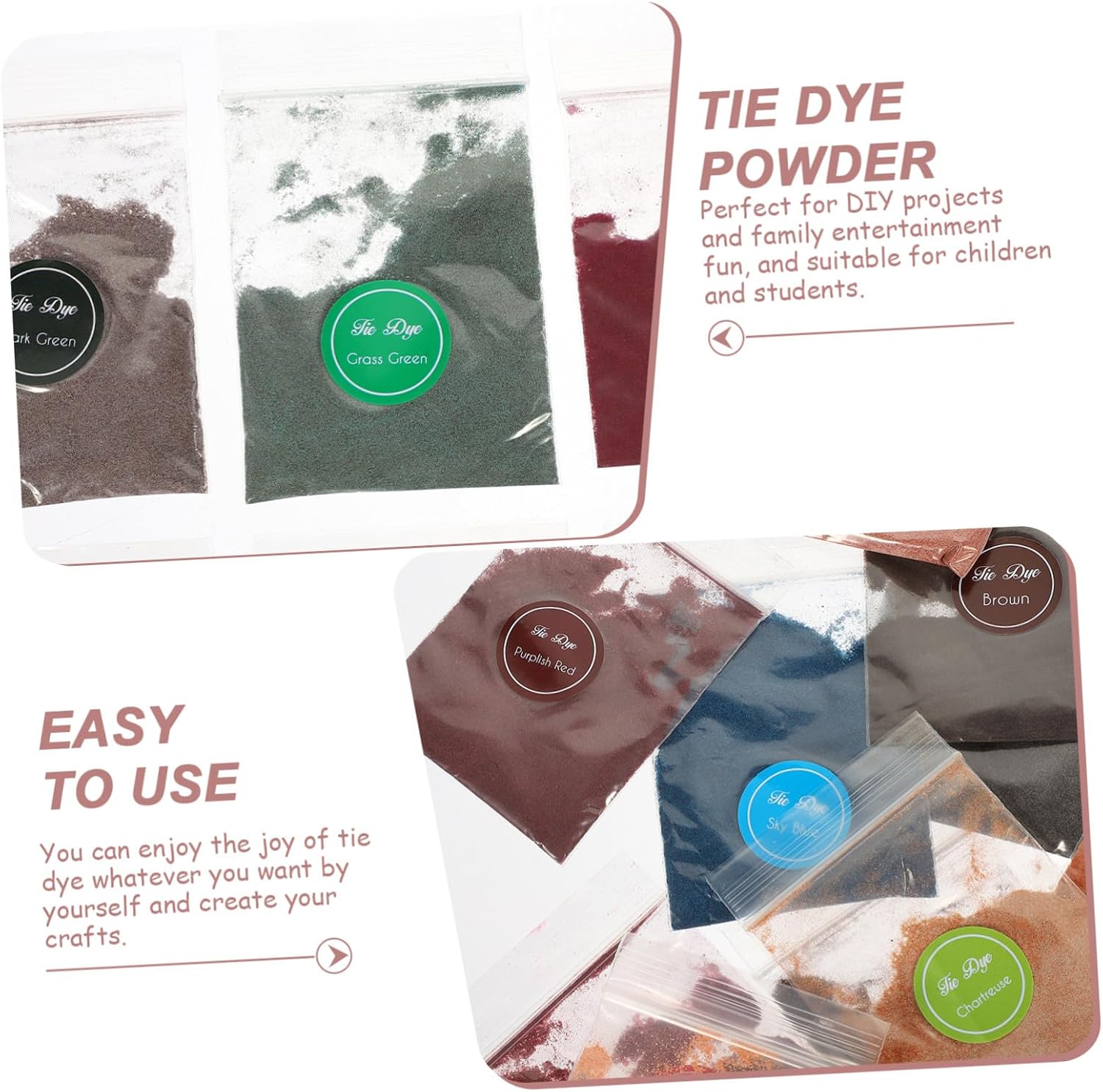 Gatuida Tie Dye Powder Refills Each Vibrant Permanent Clothes Dye Powder for DIY Summer Camp Activities and Party Supplies Suitable for Adults