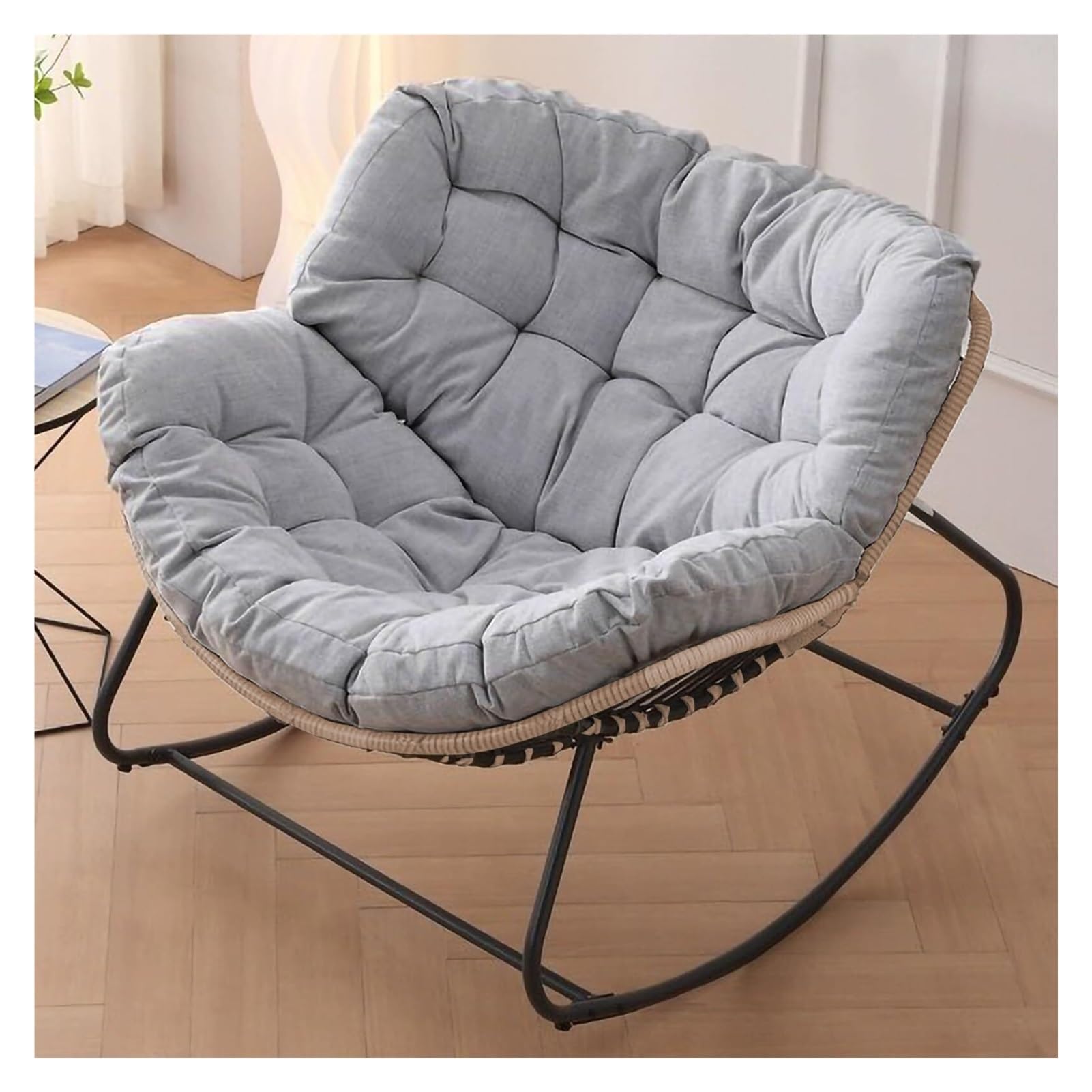 Mecedora for Patio al Aire Libre, Silla Papasan con cojín y Estructura, sofá Mecedora Interior, Dormitorio/Sala de Estar/Porche/jardín/balcón