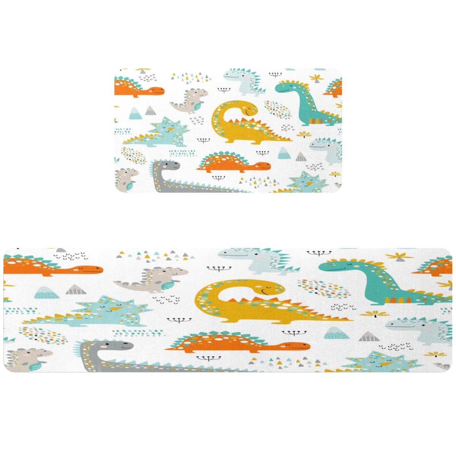 Alfombrillas de cocina de dinosaurios absorbentes lavables VAPOKF pack 2 alfombras pasillo