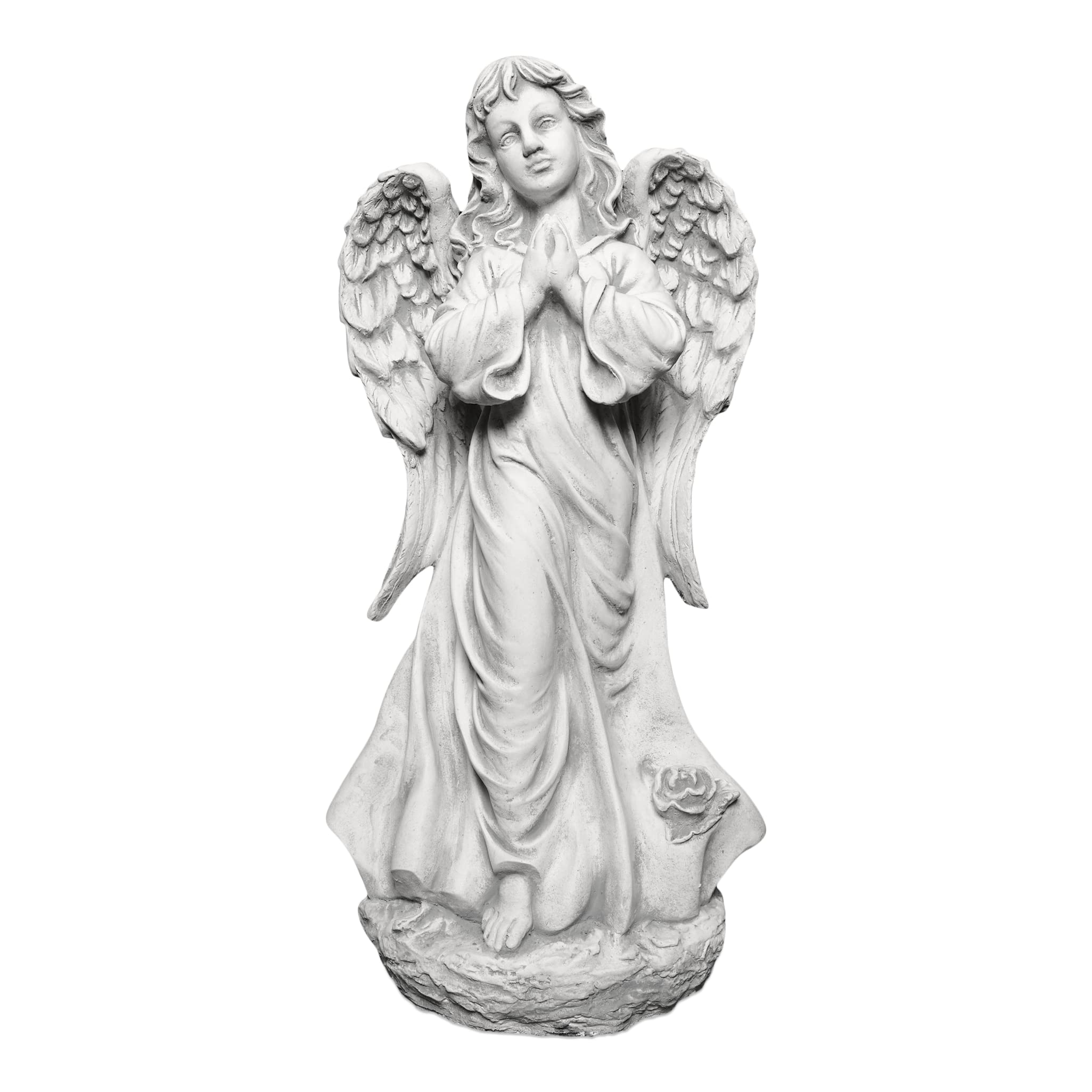 gartendekoparadies.de Engel Statue aus Weißbeton, Steinfigur, Grau, H. 78 cm, 48 kg, Frostsicher, Steinguss für Außenbereich