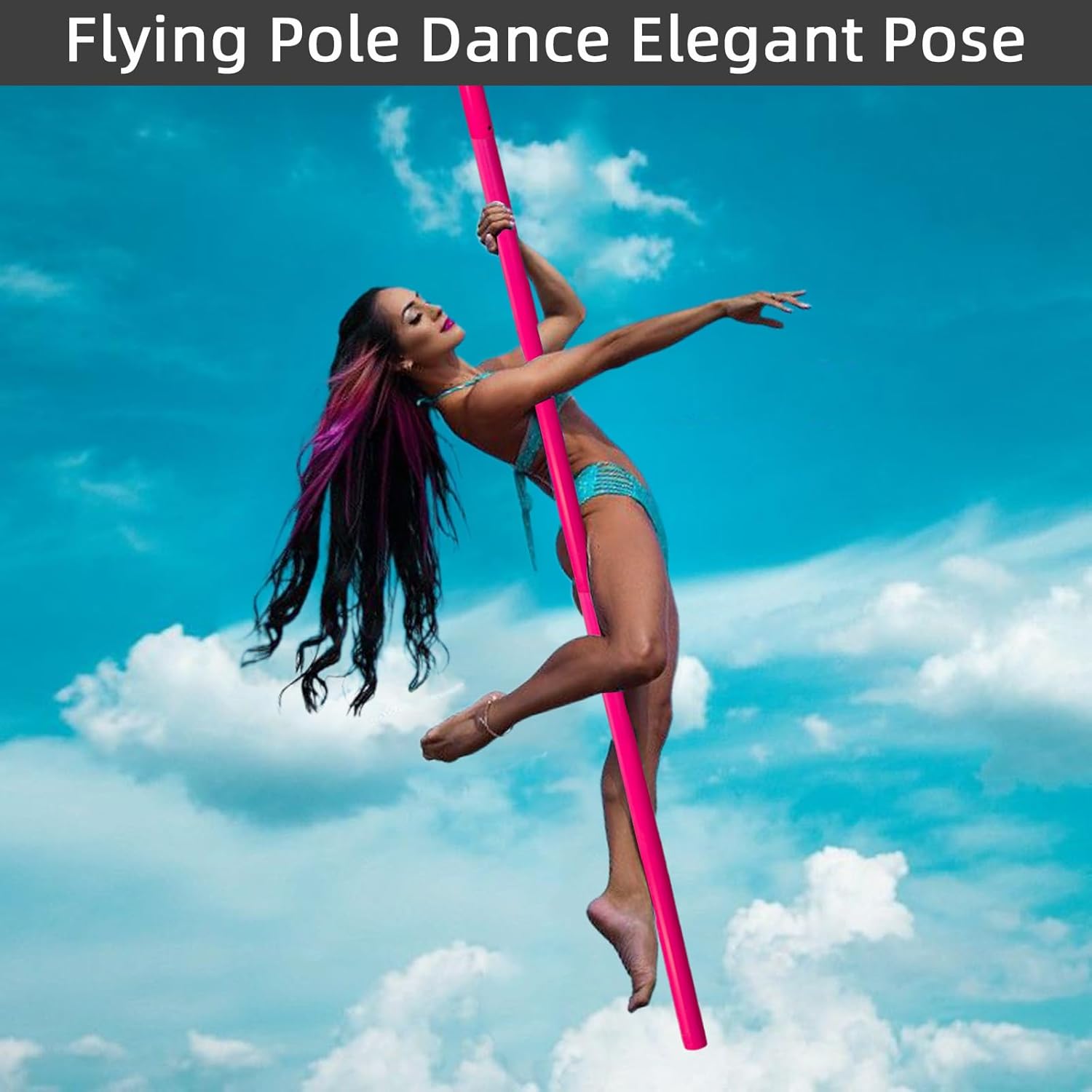 PRIOR FITNESS Aerial Flying Pole, 3m Silicone Hanging Flying Pole, Portable Suspension Fitness Rubber Tube for Home Exercise Club Party Pub Gym with Rigging Hardware