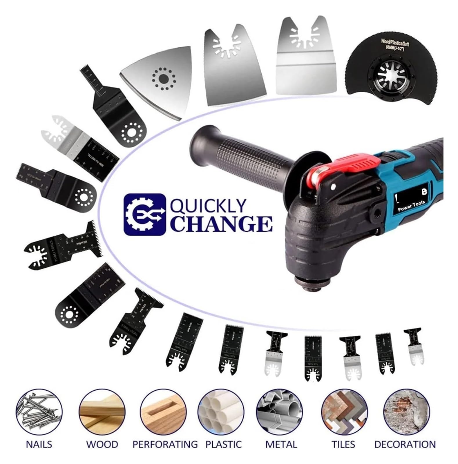 Utensile oscillante, A batteria multiutensile oscillante multifunzione elettrica a batteria da 18 V. elettrica senza spazzole,Levigatura più aggressiva(CDWYB0)