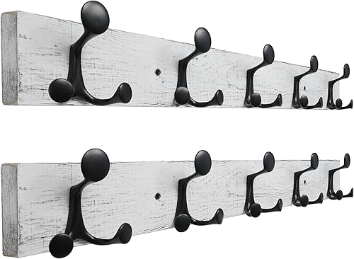 Miniatura 66 de SKOLOO Perchero de madera blanca de 17 pulgadas con 3 ganchos triples, ideal para entradas familiares, aulas y almacenamiento de suministros para