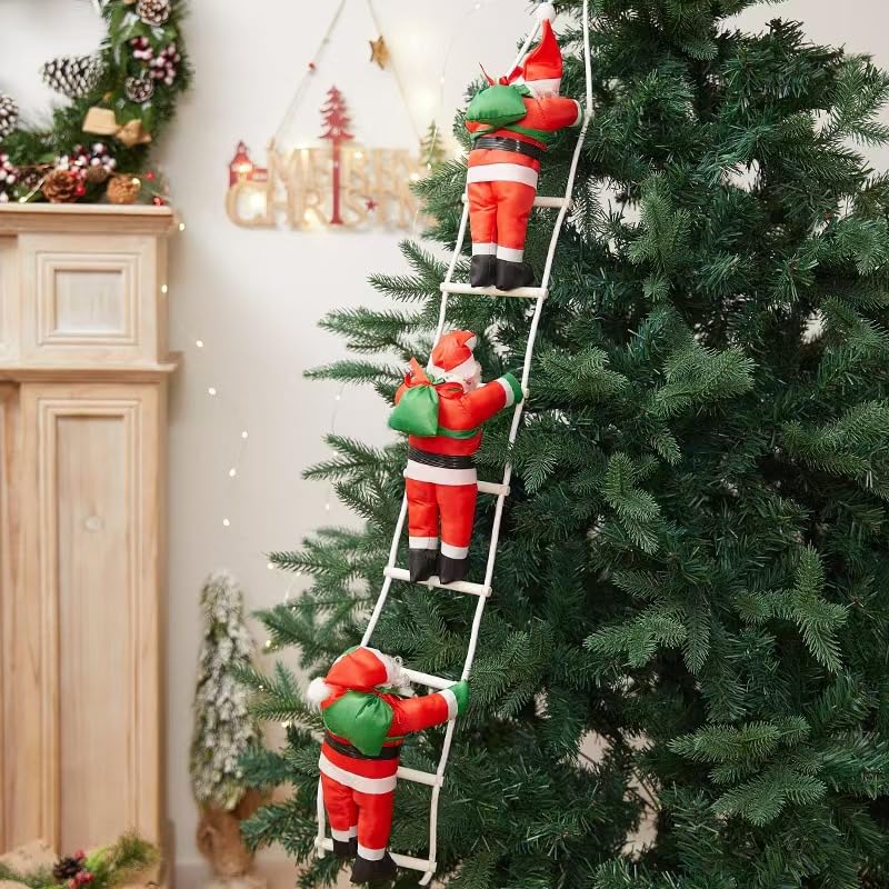 Amazon.co.jp: クリスマス飾り 3 体サンタ はしご ご登り 吊り飾り