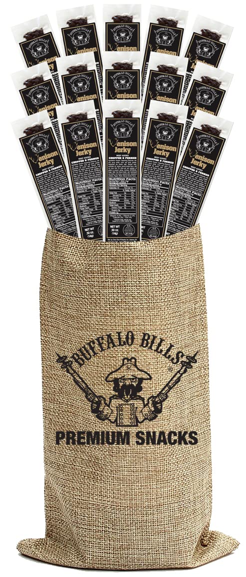 Buffalo Bills 15-Piece Mild Venison Jerky Burlap Gift Wine Bags - 15 Mild Venison Jerky Strips