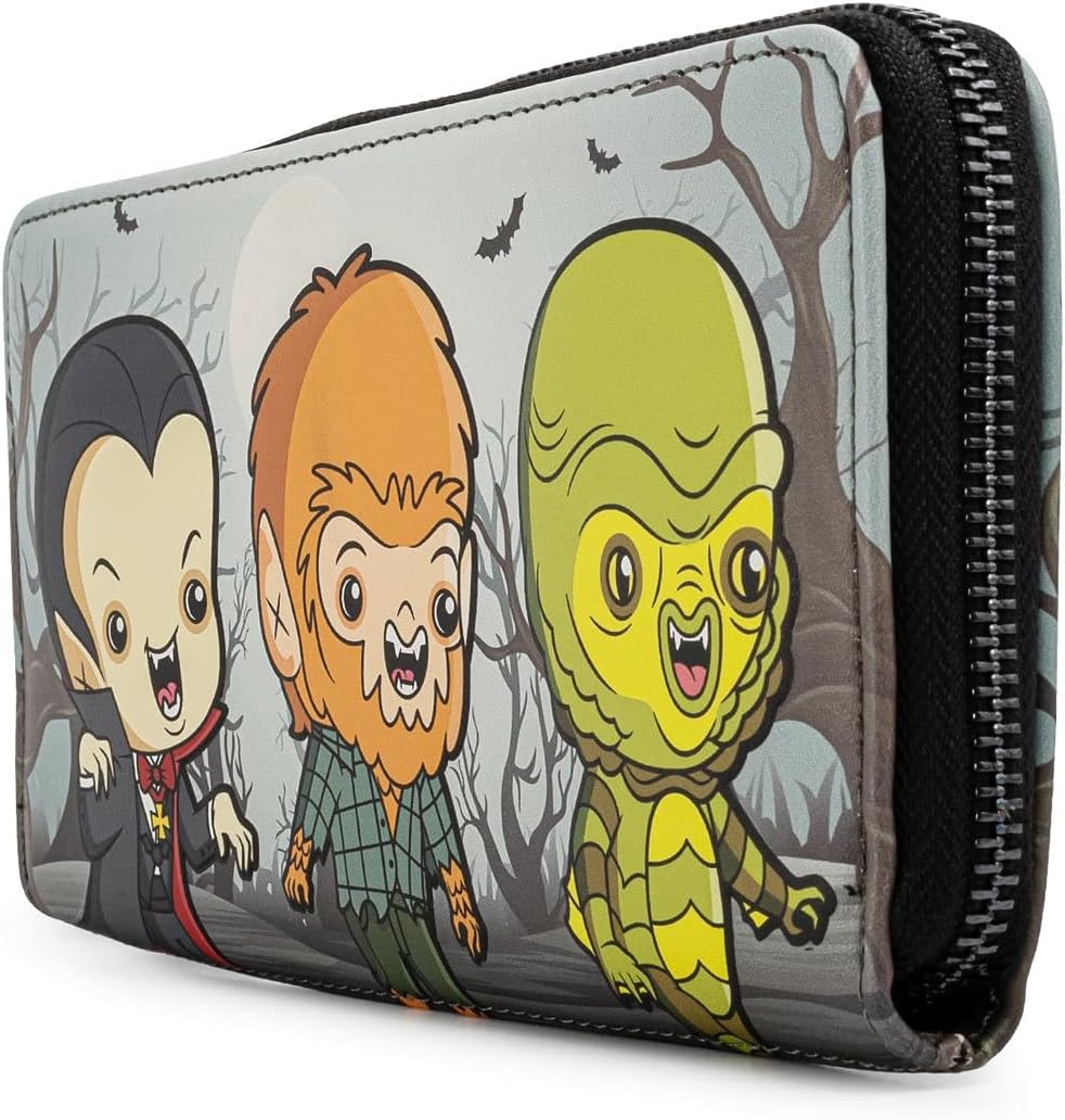 Loungefly Universal Monsters Chibi Faux Leather Zip Wallet