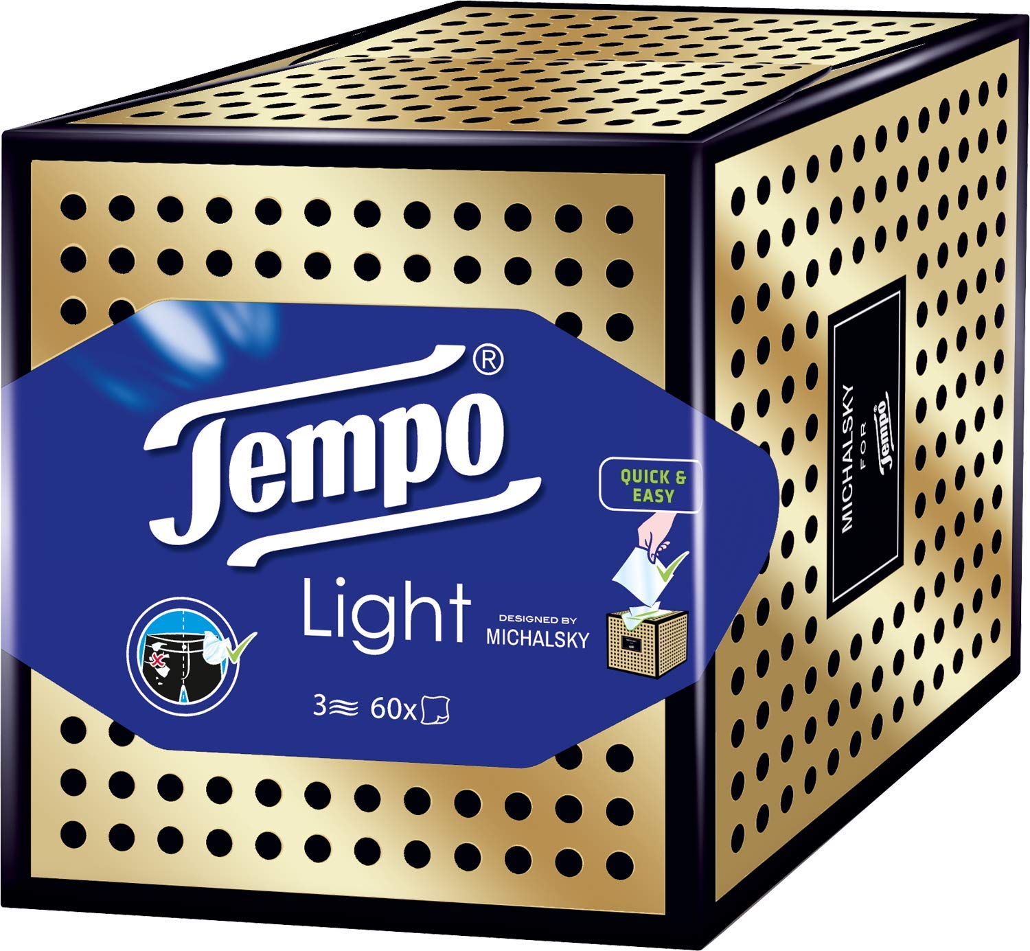 Tempo "Light Box" Papiertücher, Würfel-Box, 6 x 60 Tücher (360 Tücher) - Die Verpackung kann variieren