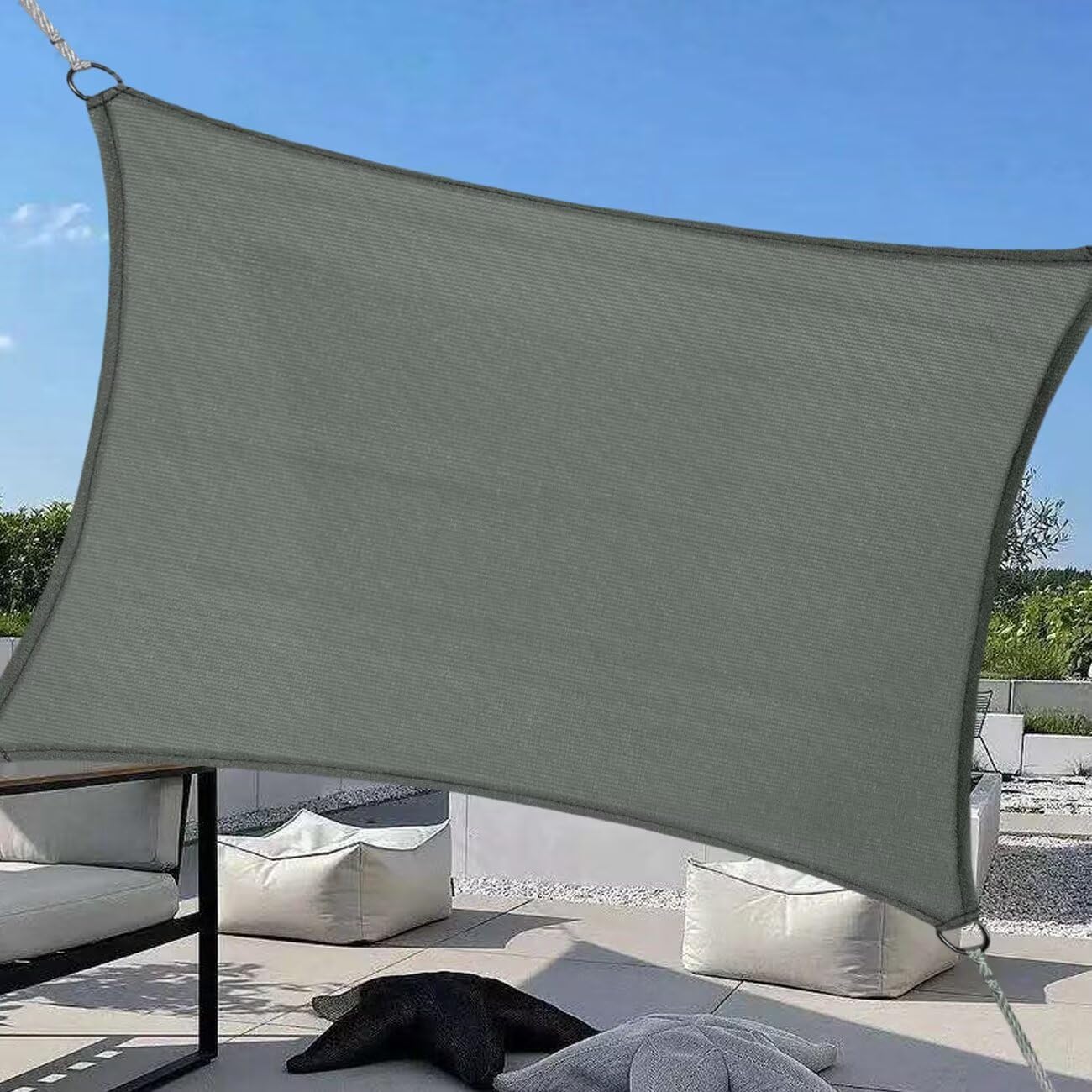 ChasingMoon Sun Shade Sail Rectangle 16' x 27' Grey UV Block Outdoor Sunshade 185GSM for Patio Backyard Lawn Outdoor Activities(We Make Custom Size