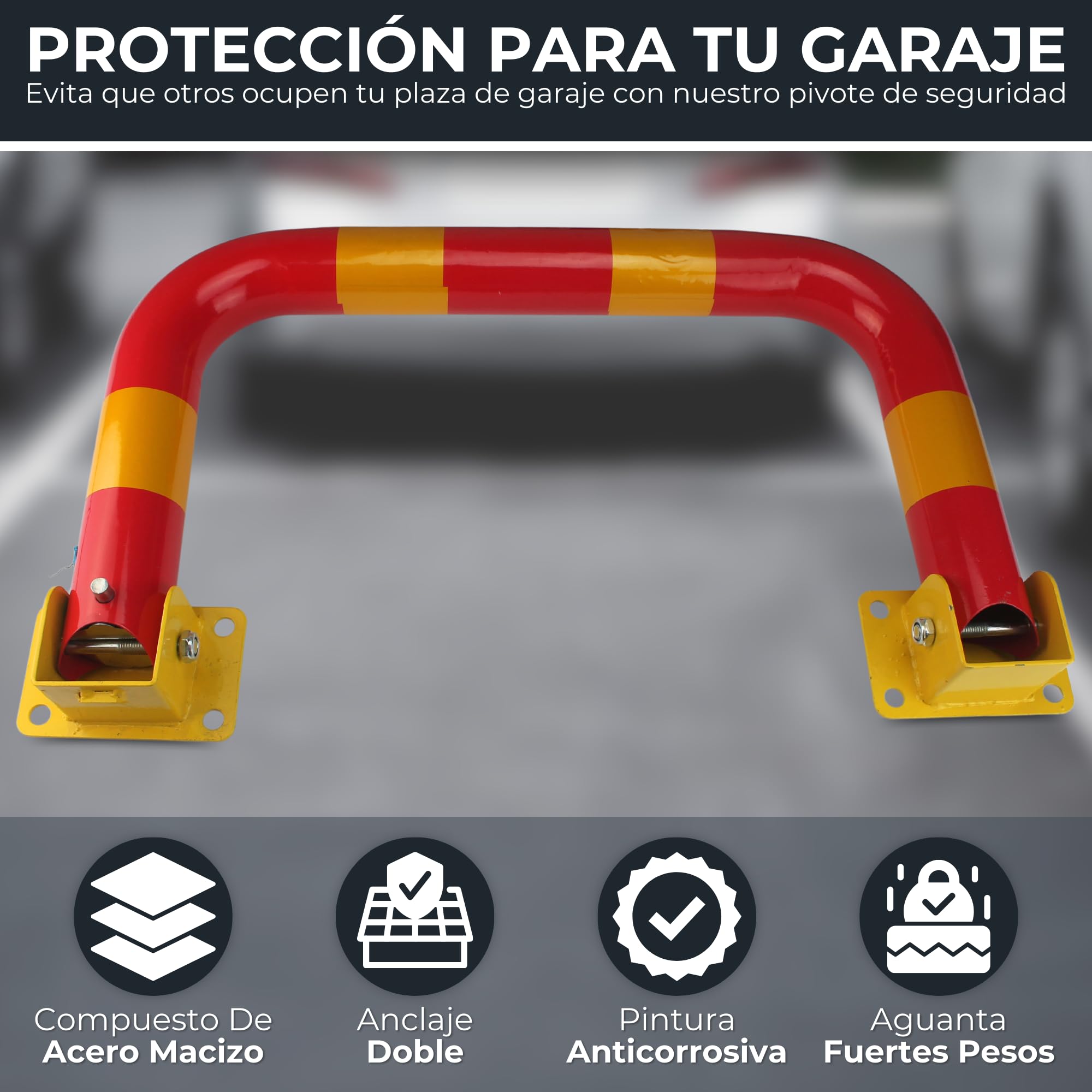 Cepos Parking - Barrera Parking con 2 Juegos de Llaves - Cepo Parking de Color Rojo y Amarillo - Cepo para Parking Interior y Exterior - Barrera Plaza Parking y Plaza Garaje