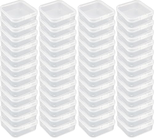 Caja cuadrada de plástico transparente de 48 piezas con tapas para artículos pequeños y otros proyectos de manualidades (2.1 x 2.1 x 0.8 pulgadas,