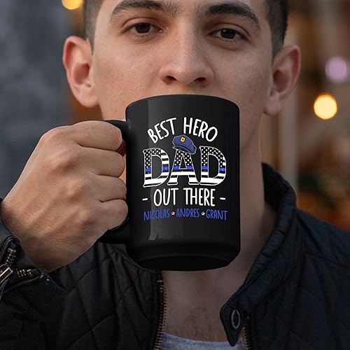 Miniatura 3 de Taza de café con texto en inglés "Best Hero Dad Out There", taza de té de felicitación personalizada para policía, regalo de policía de un compañero